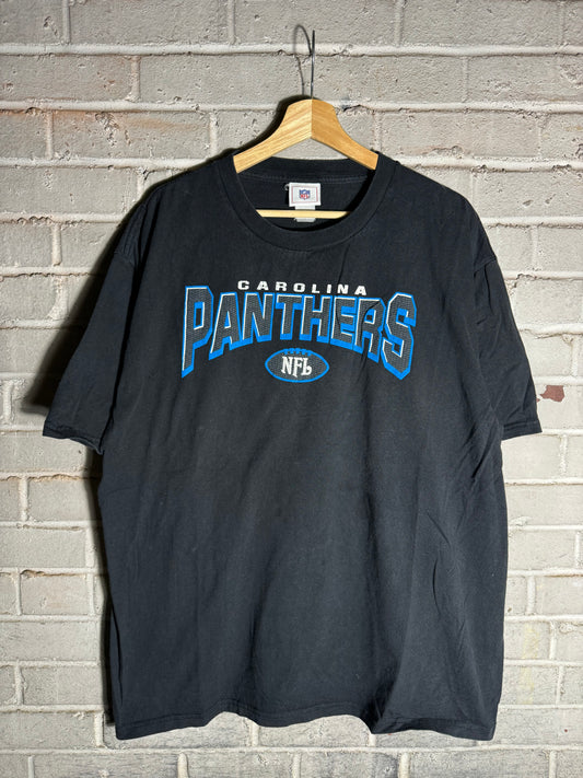 00’s Carolina Panthers Vintage Black Block Letter NFL Spellout Tee (XL)