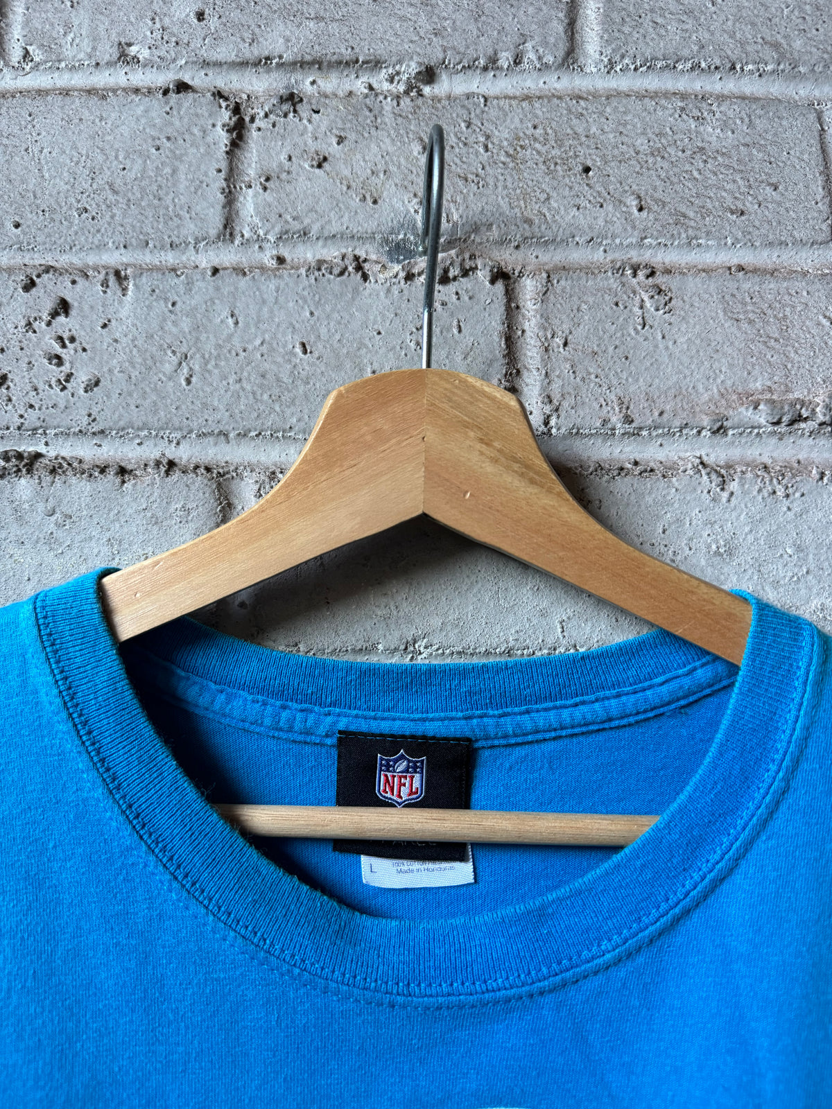 00’s Carolina Panthers Vintage Blue Cat Scratch Font NFC NFL Tee (Large)