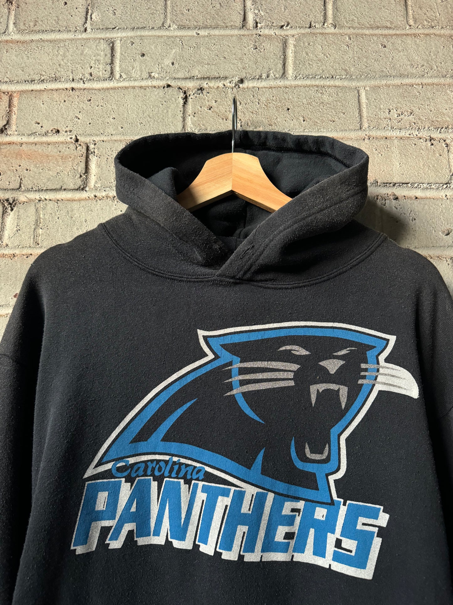 1993 Carolina Panthers Vintage Black Paw Prints NFL Expansion Era Big Logo Hoodie (Medium)