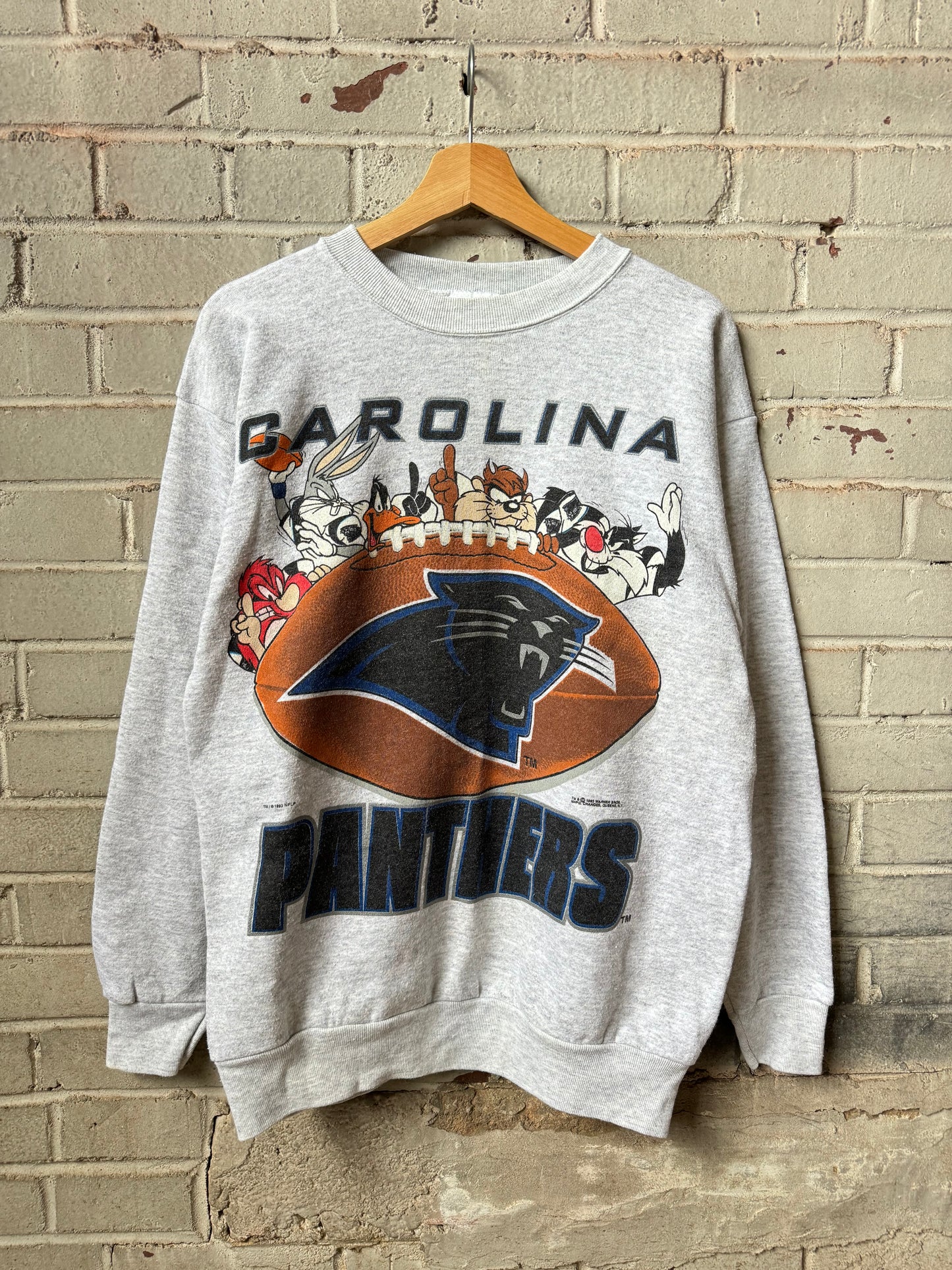 1993 Carolina Panthers x Looney Tunes Cartoon Crossover NFL Crewneck (Medium)