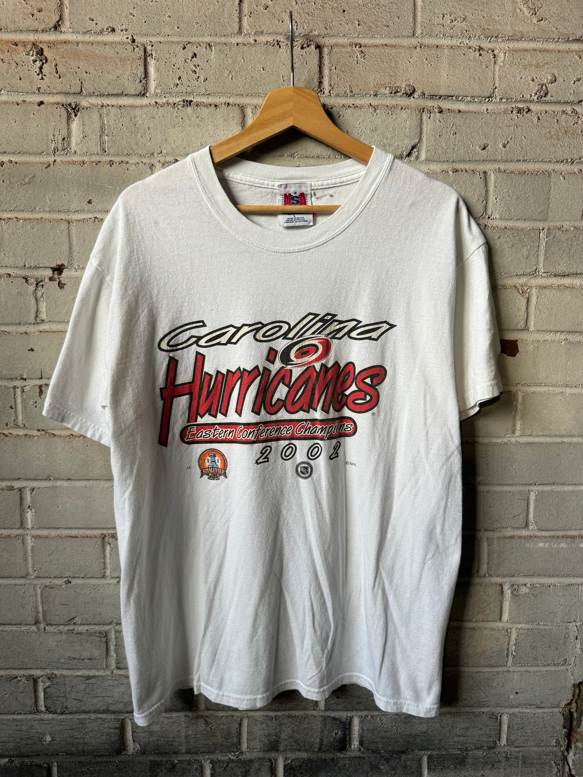 2002 Carolina Hurricanes Vintage White Eastern Conference Champions NHL Tee (Large)