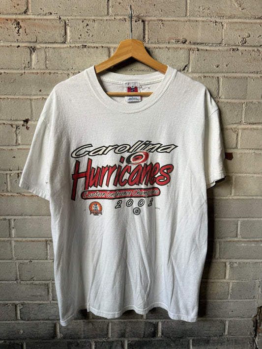 2002 Carolina Hurricanes Vintage White Eastern Conference Champions NHL Tee (Large)