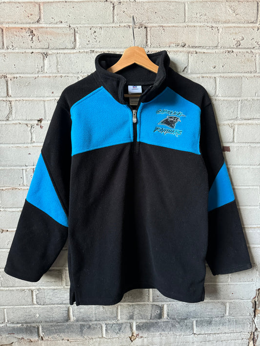 00’s Carolina Panthers Vintage Colorblocked Fleece Quarter Zip NFL Pullover (Small)