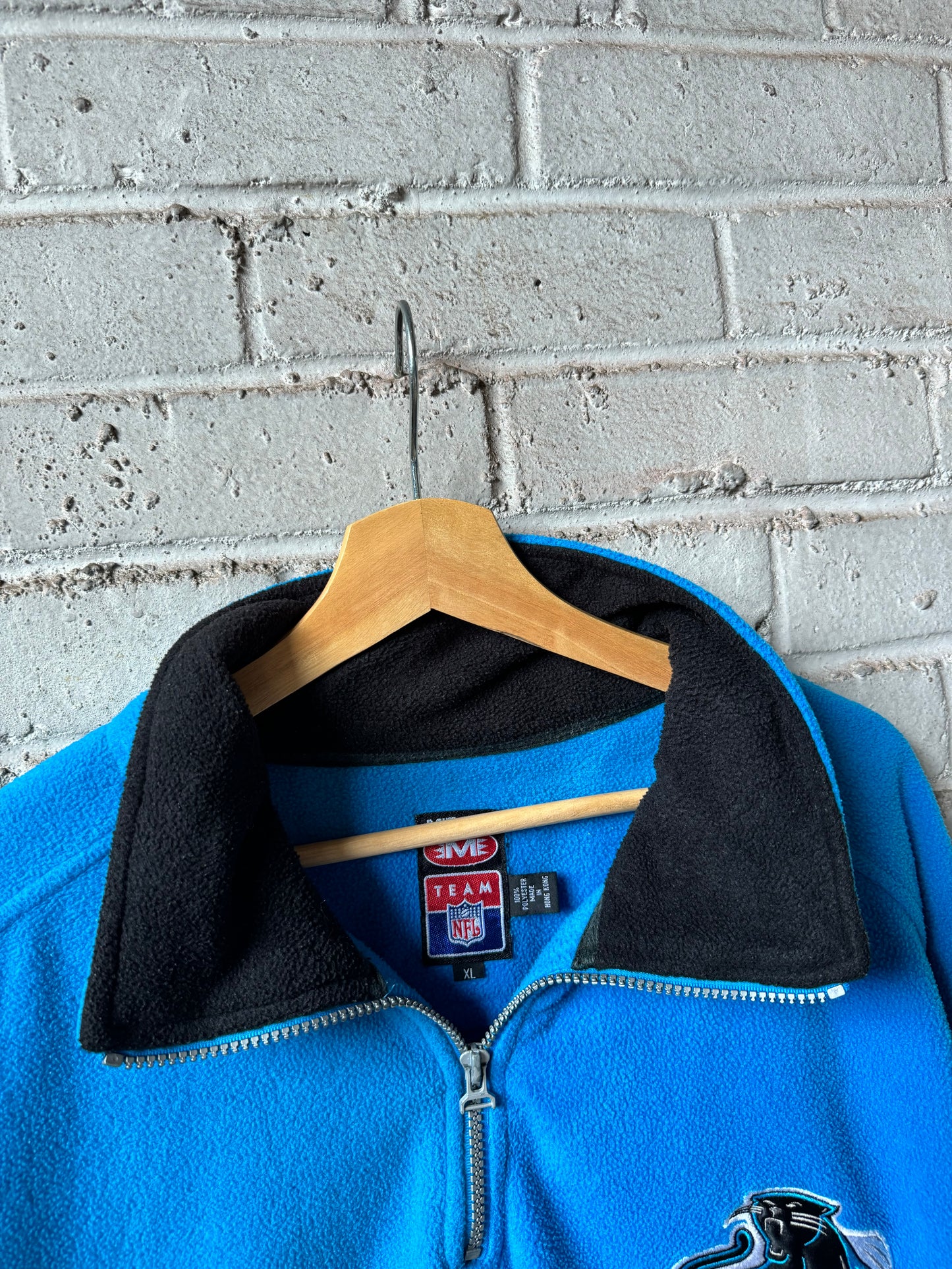 90’s Carolina Panthers Vintage Blue Full Cat Alternate Fleece Quarter Zip Pullover (XL)