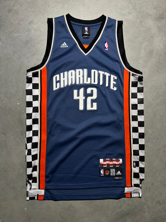 2008 Charlotte Bobcats Sean May NASCAR Night Racing Checkered Flag Adidas Stitched Swingman NBA Jersey (Large)