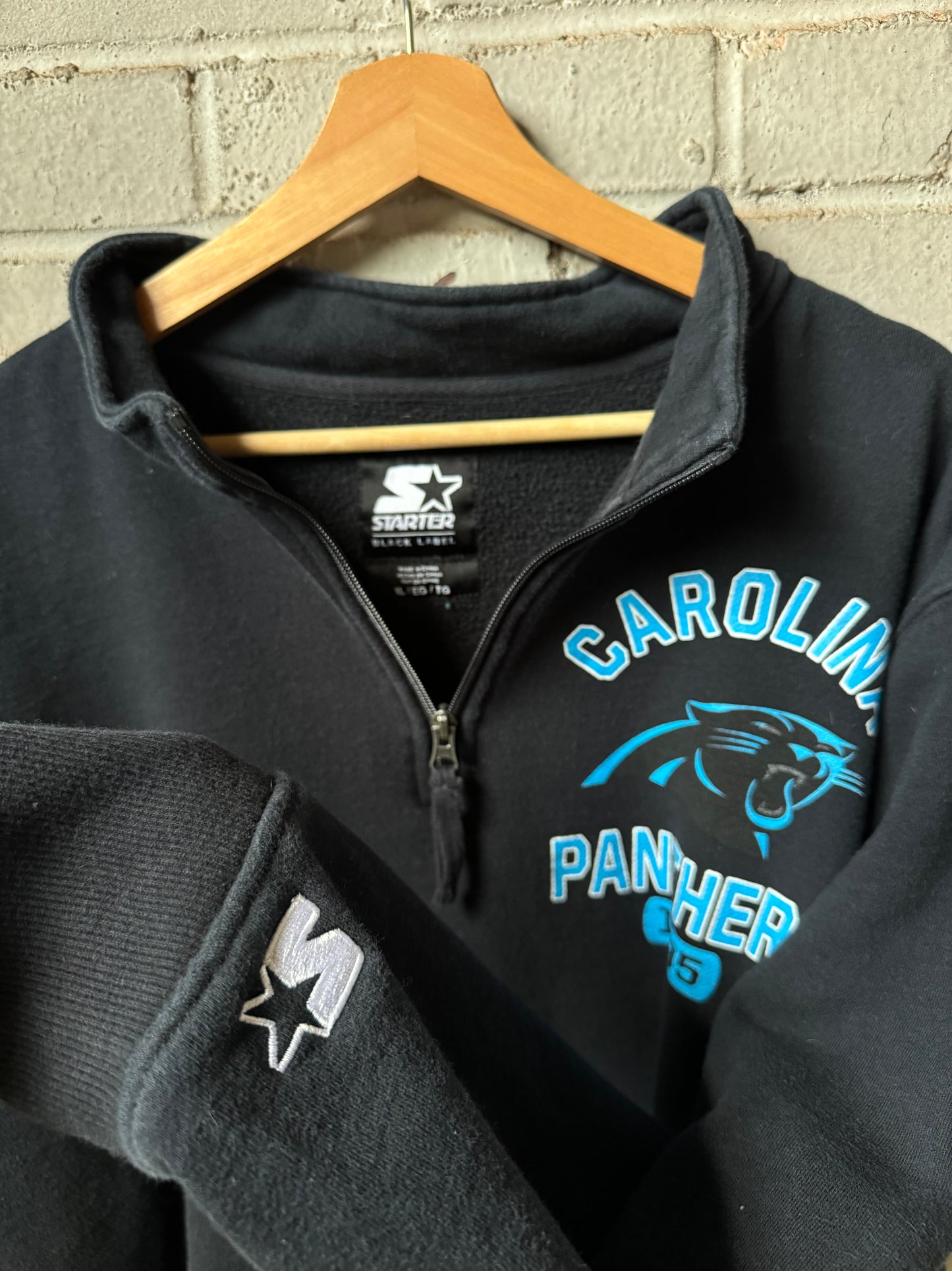 Carolina Panthers Starter Black Label Half Zip NFL Pullover (XL)