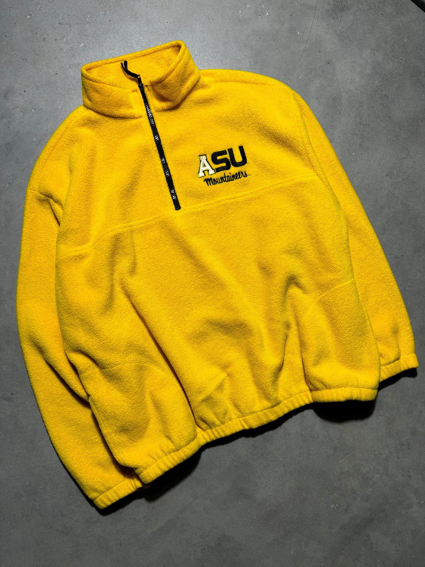 00’s Appalachian State University Mountaineers Vintage Gold Half Zip Fleece College Pullover (XL)