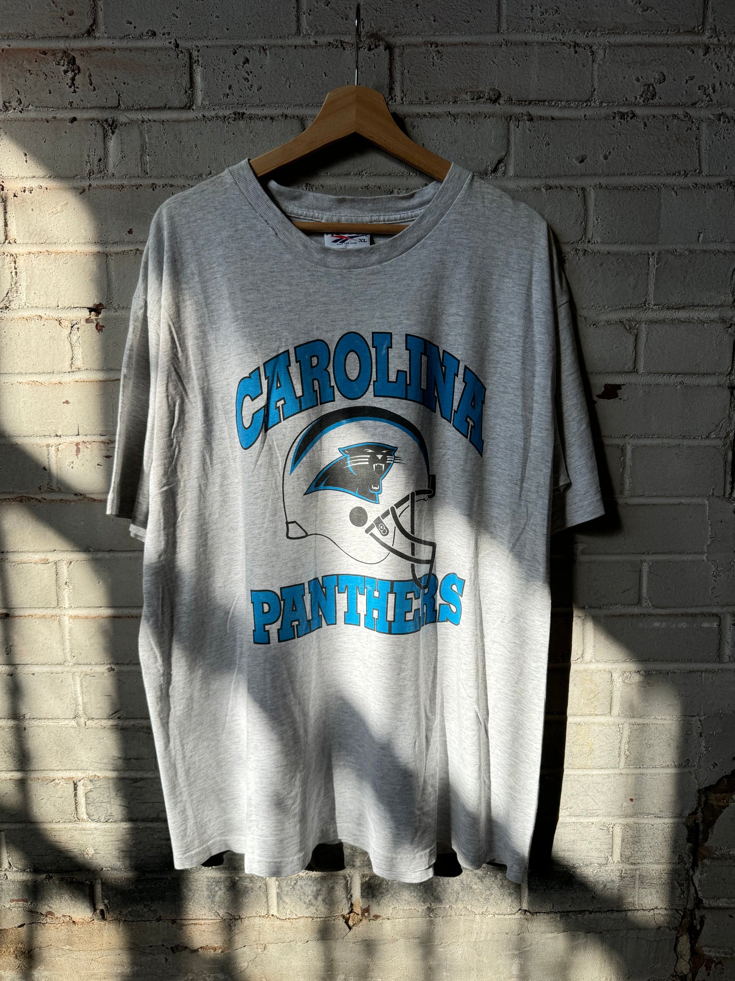 90’s Carolina Panthers Vintage Heather Grey Reebok Big Logo NFL Tee (XL)