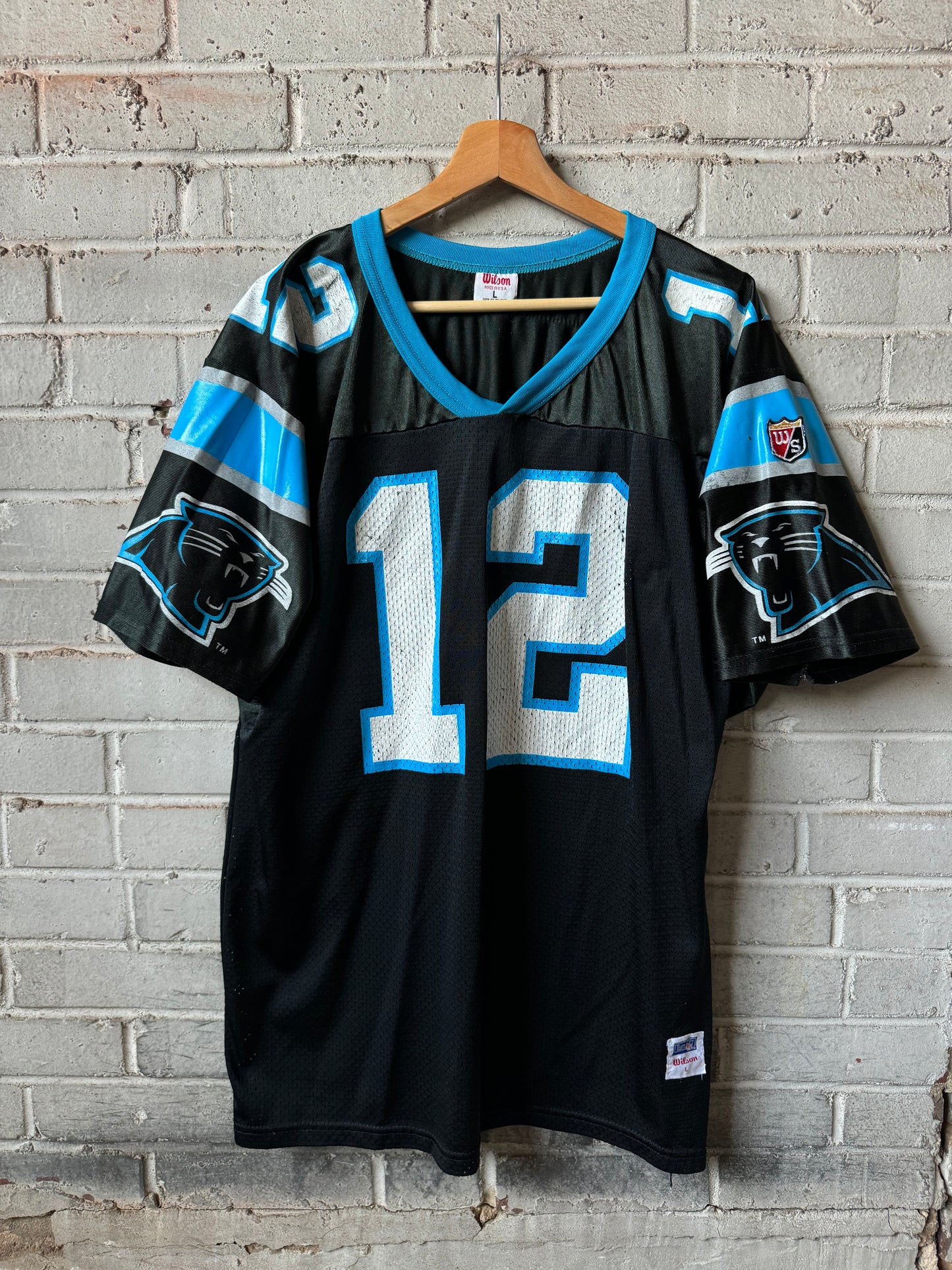 90’s Carolina Panthers Kerry Collins Vintage Black Wilson NFL Jersey (Large)