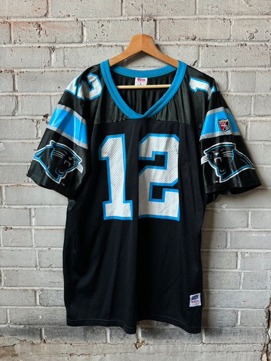 90’s Carolina Panthers Kerry Collins Vintage Black Wilson NFL Jersey (Large)