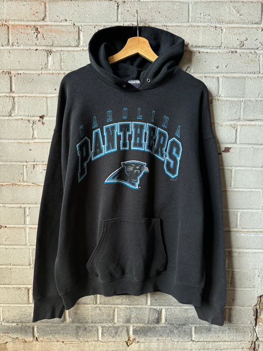 1996 Carolina Panthers Vintage Black Distressed NFL Hoodie (XL)