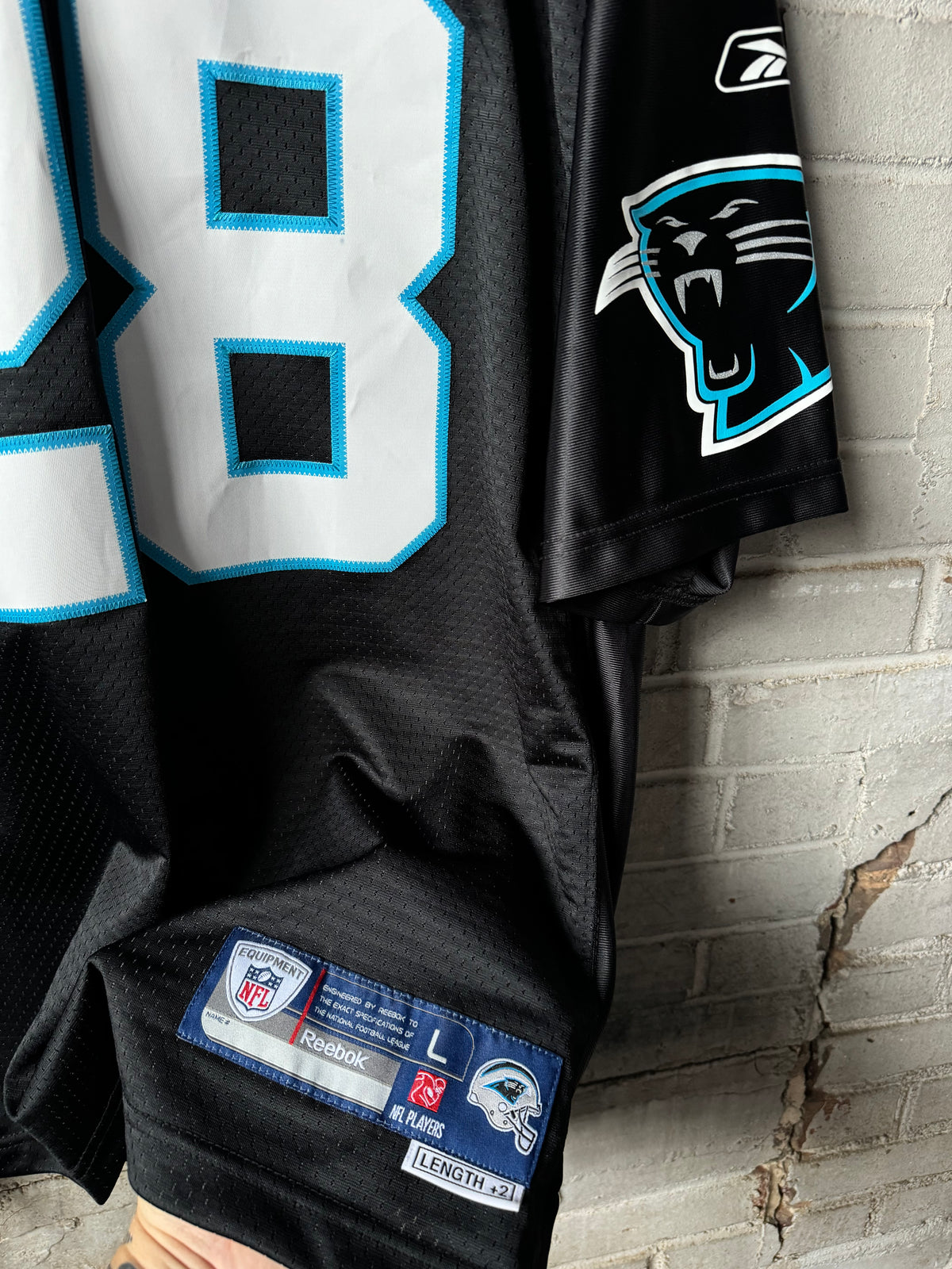 00’s Carolina Panthers Jonathan Stewart Vintage Black Reebok Stitched Swingman NFL Jersey (Large)