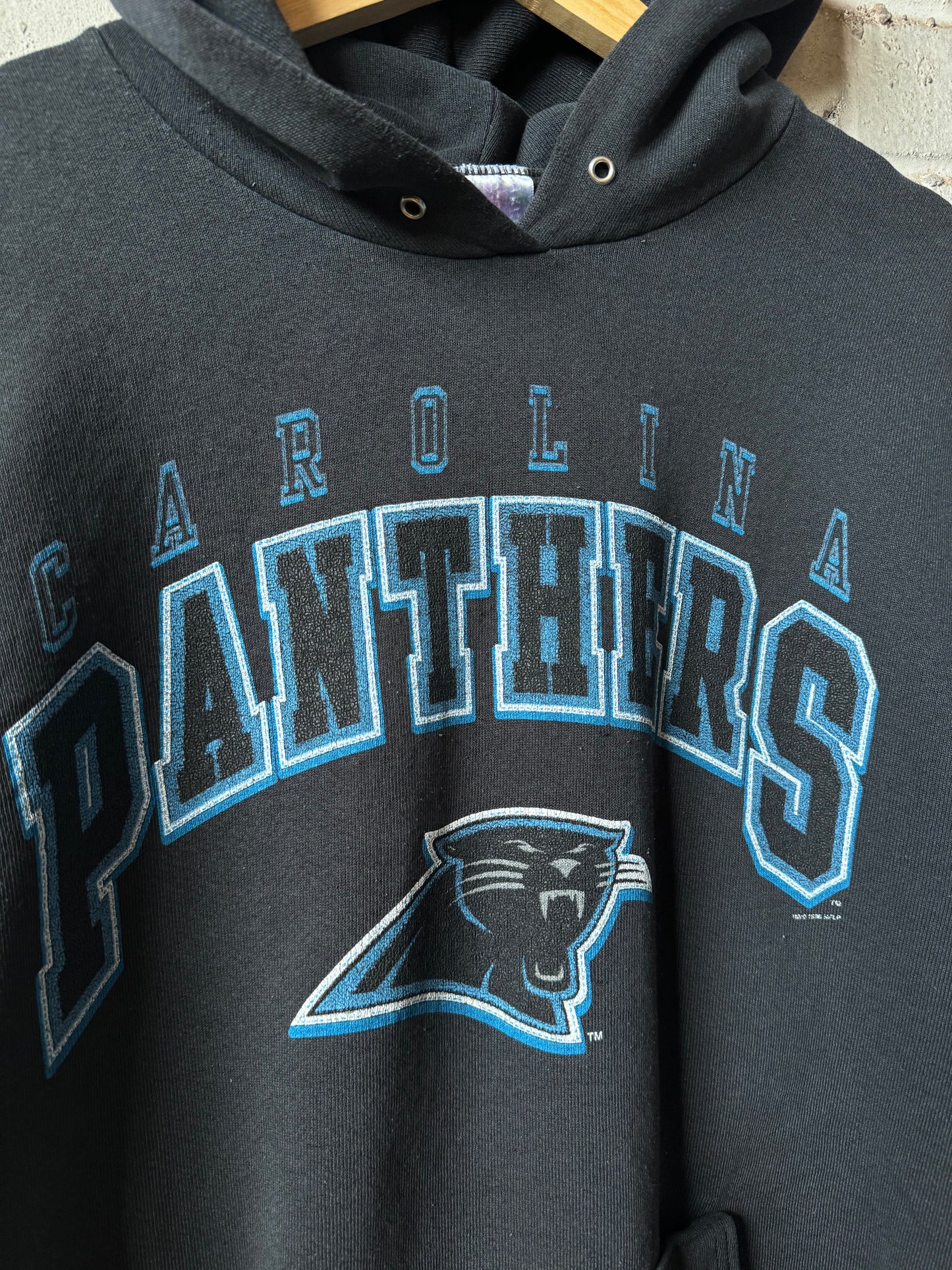 1996 Carolina Panthers Vintage Black Distressed NFL Hoodie (XL)