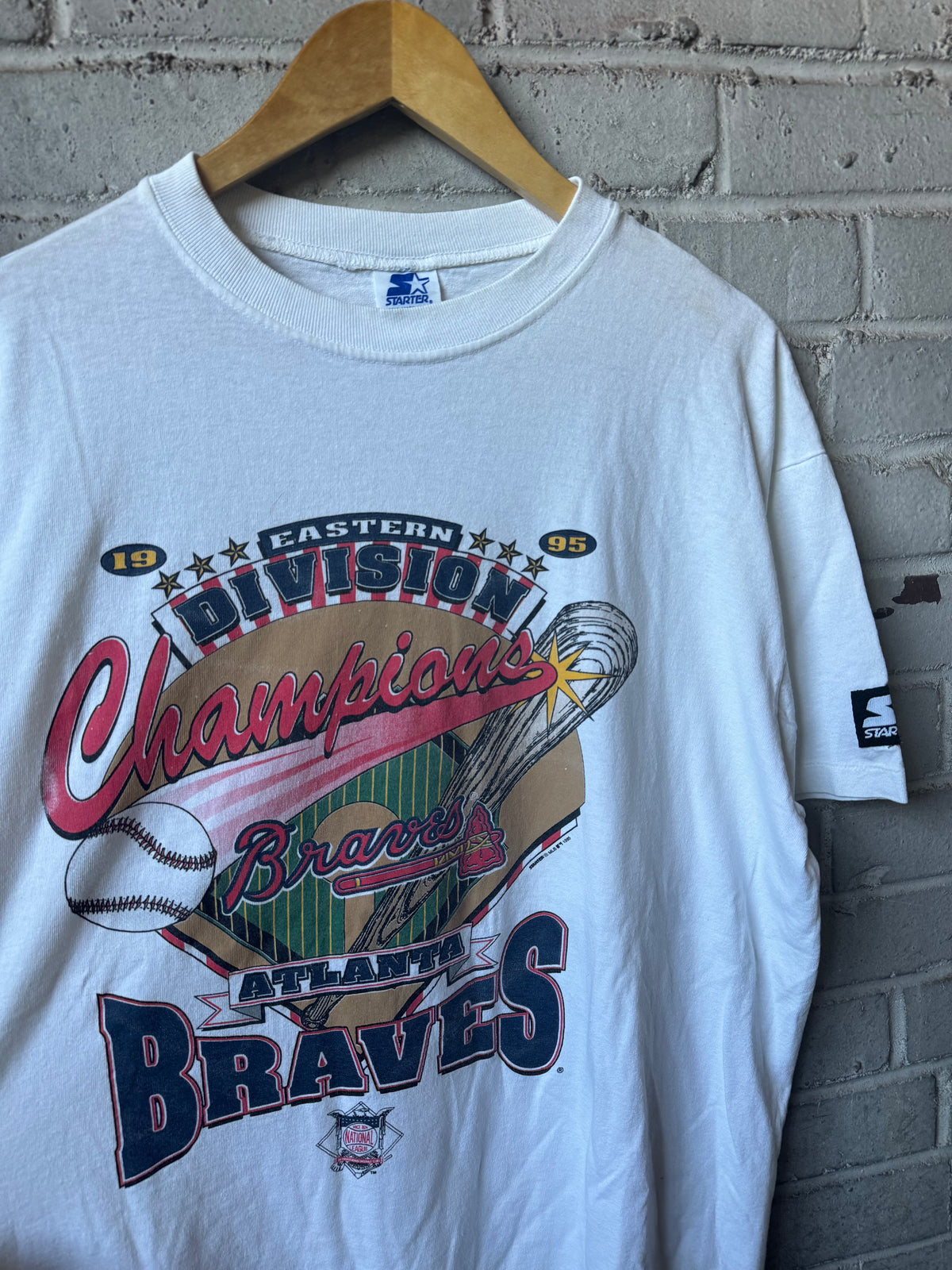 1995 Atlanta Braves Vintage White Eastern Division Champions Starter MLB Tee (Large)
