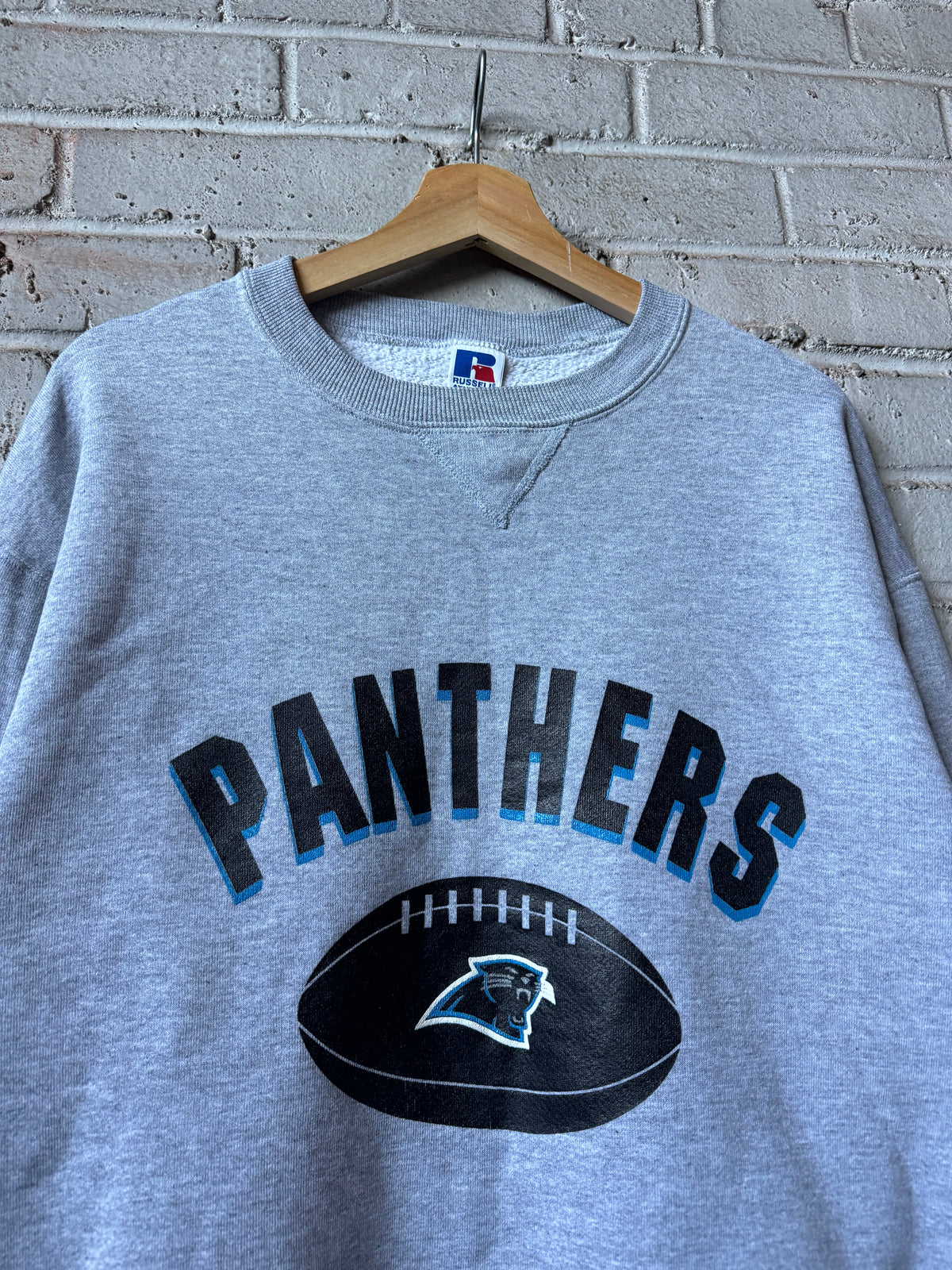 90’s Carolina Panthers Vintage Grey Russell Athletic Practice Style NFL Crewneck (Large)