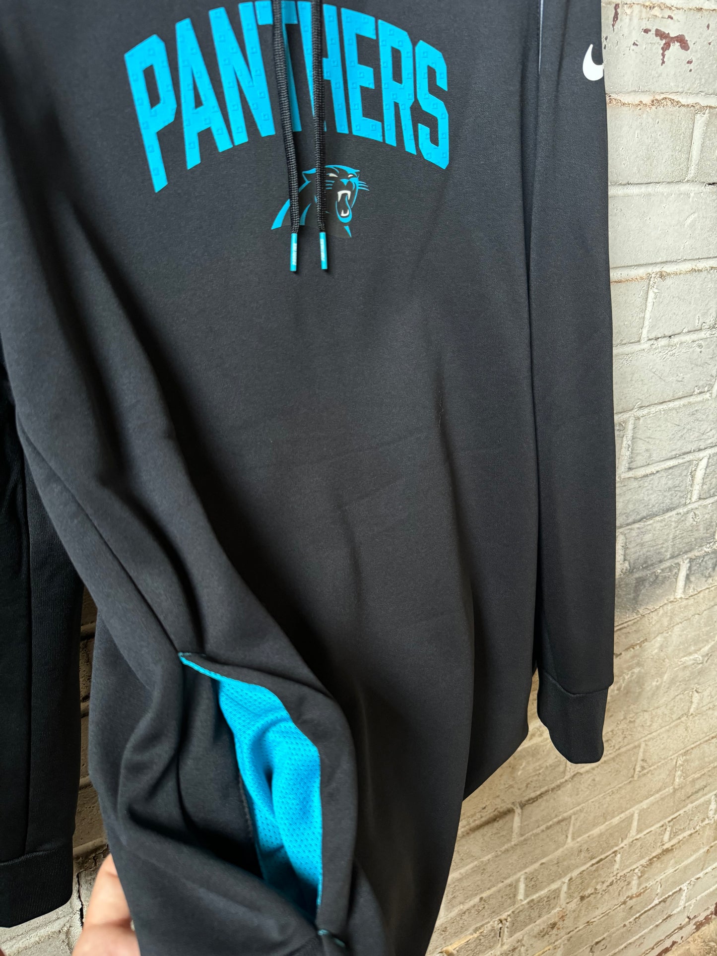 2022 Carolina Panthers Team Issued Black Nike Therma Fit Sideline NFL Hoodie (XL)