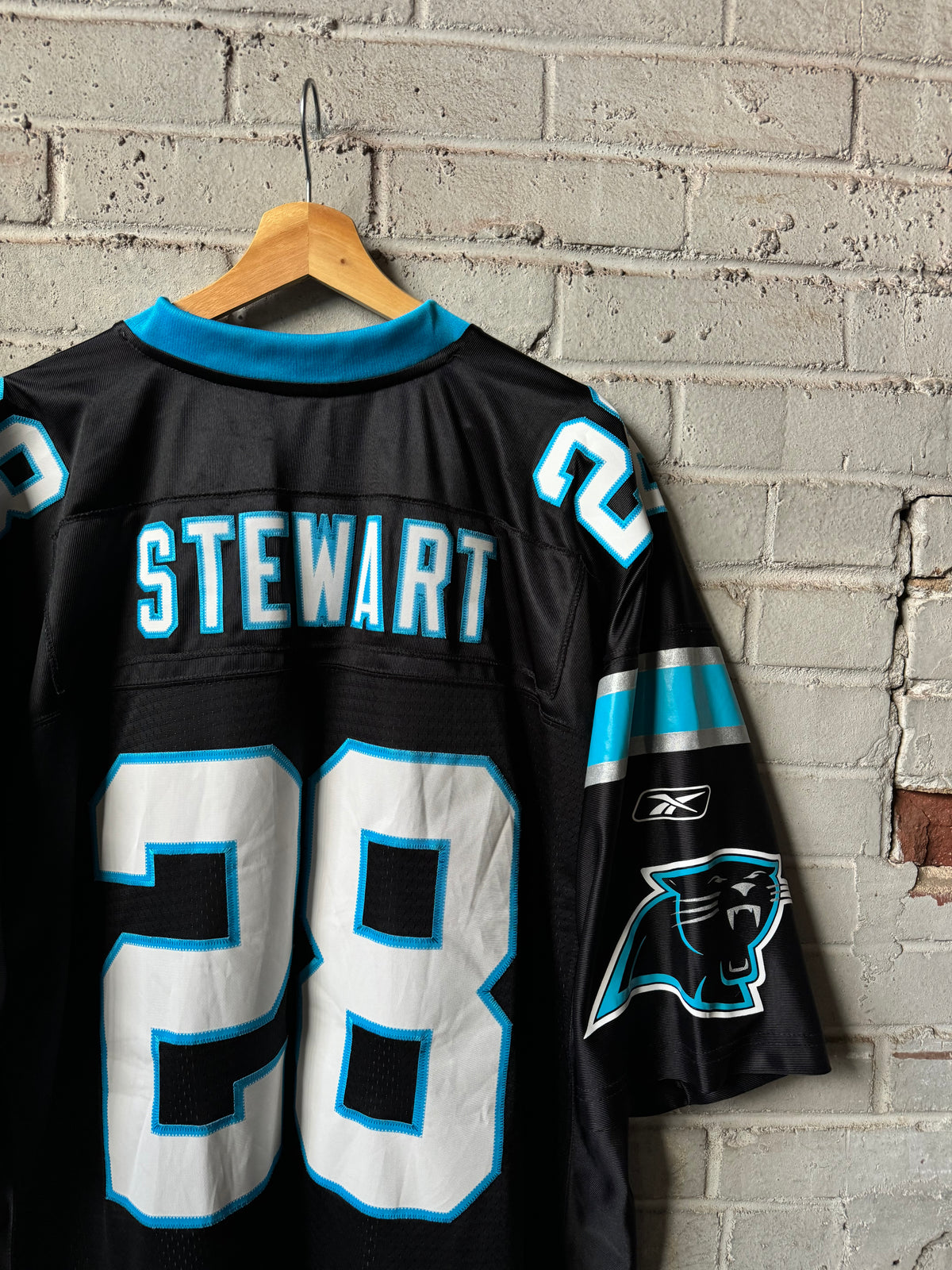 00’s Carolina Panthers Jonathan Stewart Vintage Black Reebok Stitched Swingman NFL Jersey (XXL)
