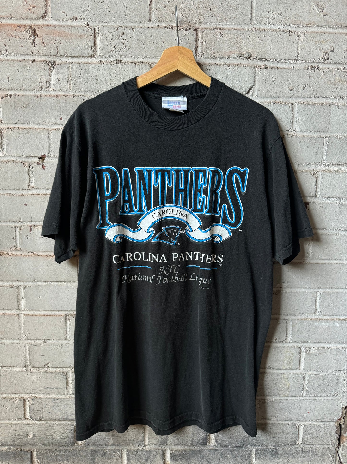 1996 Carolina Panthers Vintage Black Locker Line NFL Tee (Medium)