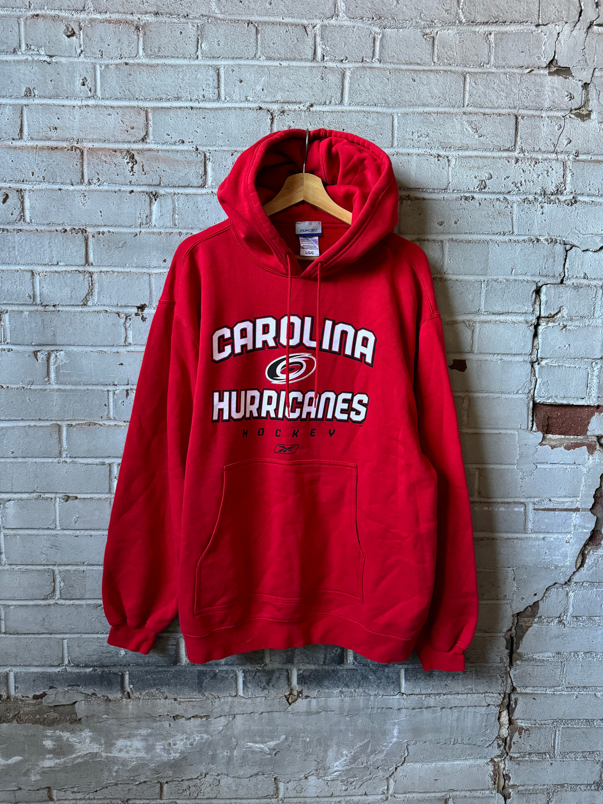 00’s Carolina Hurricanes Vintage Red Reebok Heavyweight NHL Hockey Hoodie (Large)
