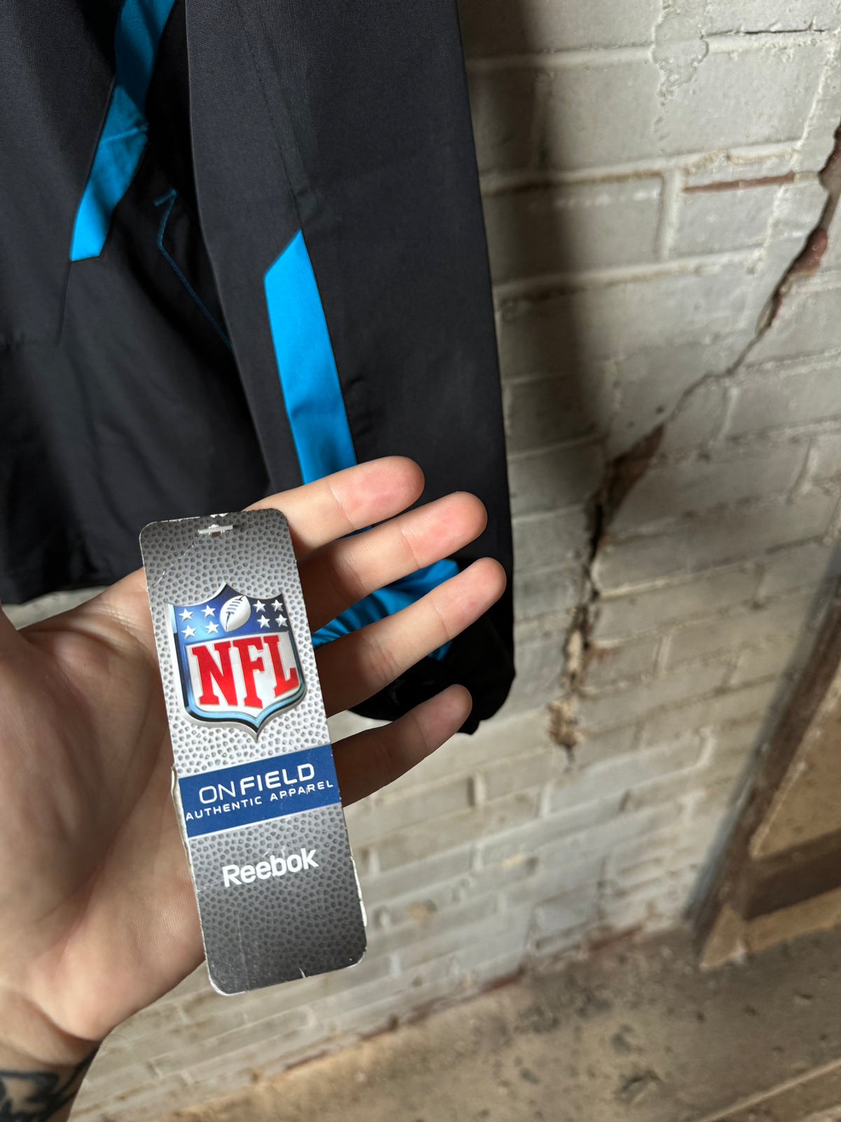 00’s Carolina Panthers Vintage Black Reebok Quarter Zip NFL Sideline Pullover Jacket - Deadstock (Small)