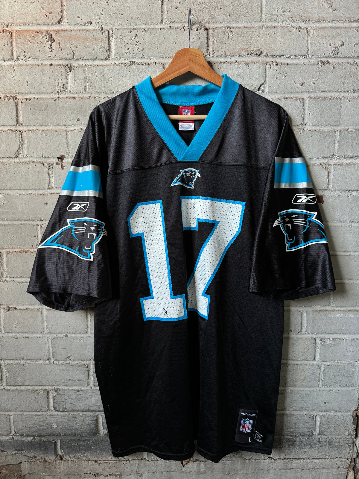 00’s Carolina Panthers Jake Delhomme Vintage Black Reebok NFL Jersey (Large)