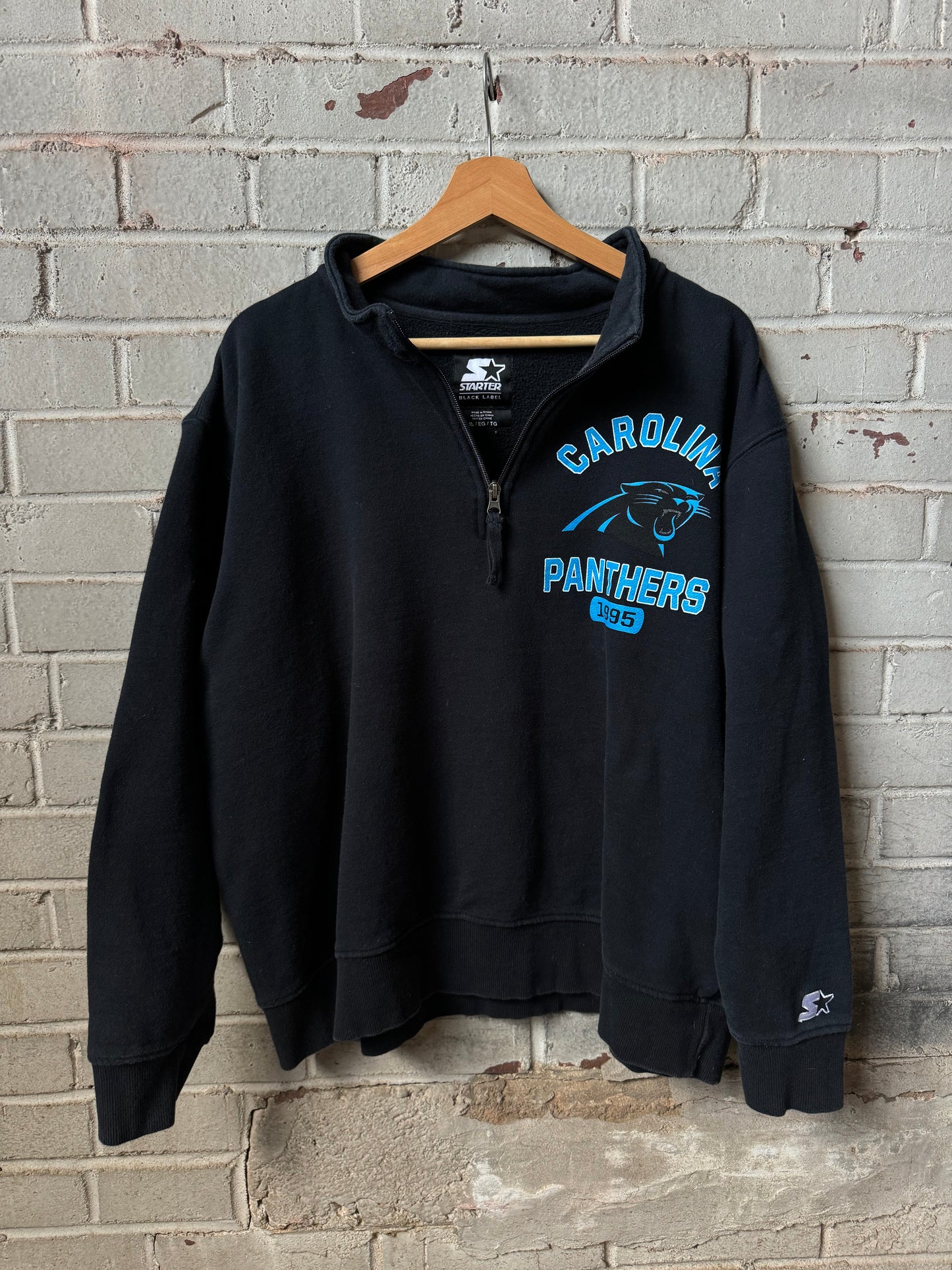 Carolina Panthers Starter Black Label Half Zip NFL Pullover (XL)