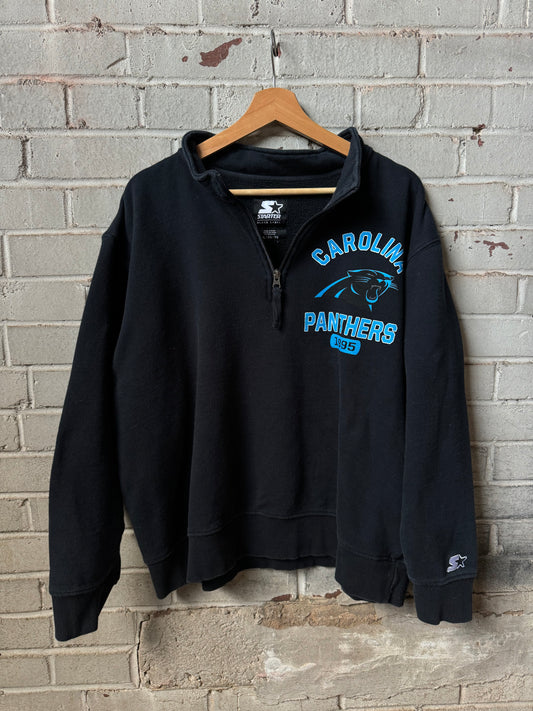 Carolina Panthers Starter Black Label Half Zip NFL Pullover (XL)