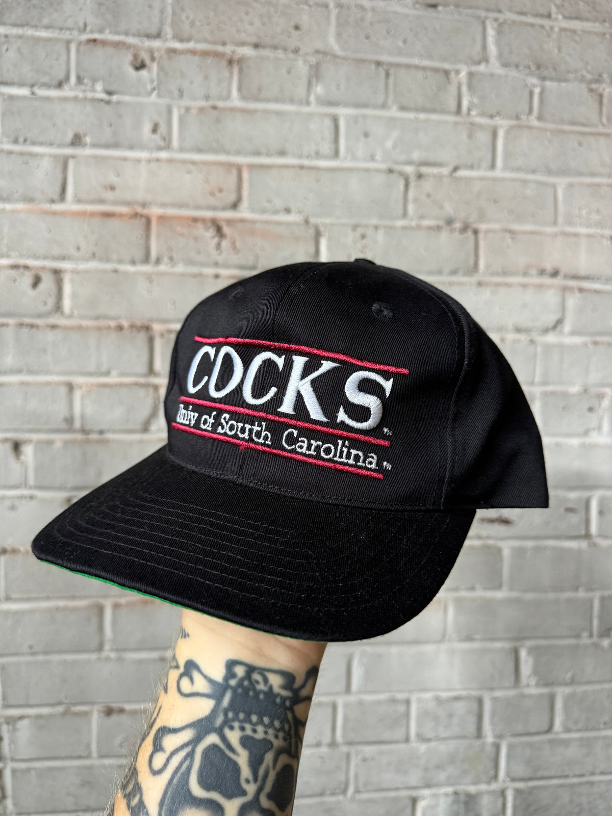 90’s South Carolina Gamecocks Vintage Black The Game Bar Embroidered College Snapback Hat (OSFA)