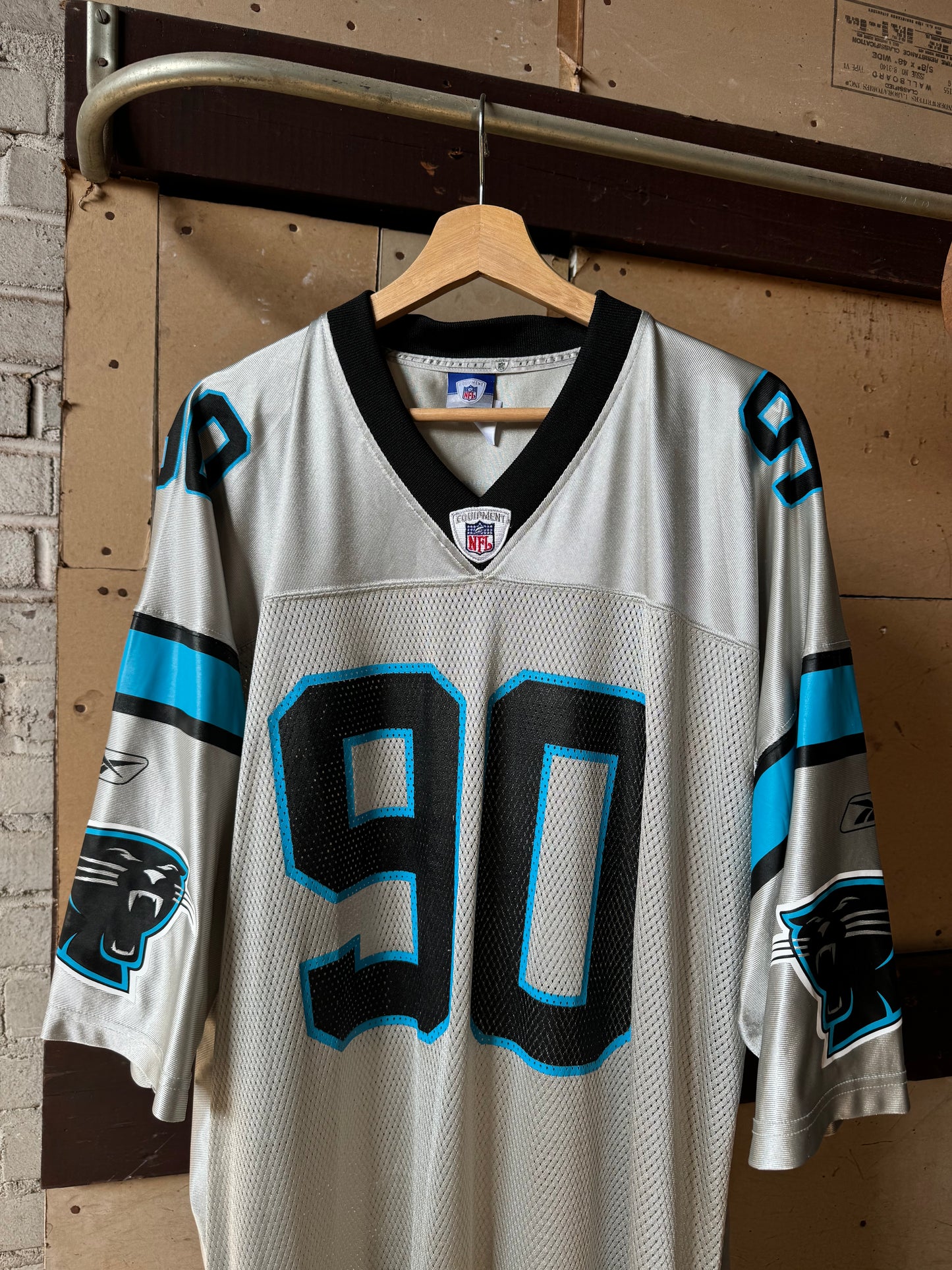 00’s Carolina Panthers Julius Peppers Silver “Storm” Edition Reebok NFL Jersey (XXL)