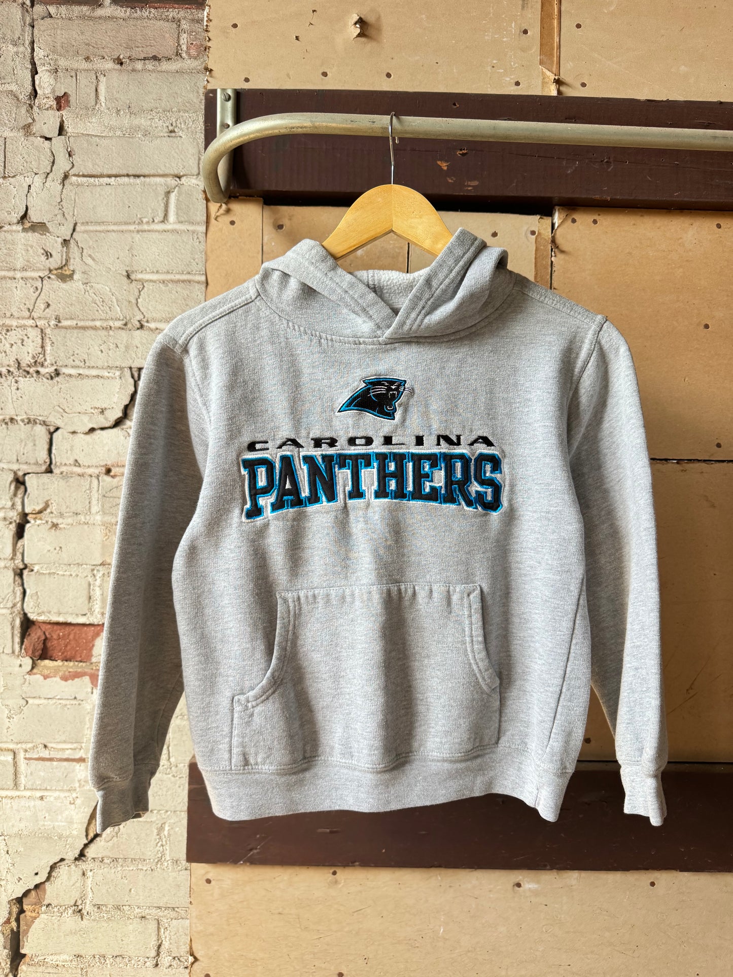 00’s Carolina Panthers Vintage Grey Reebok Embroidered NFL Hoodie (Youth Medium)