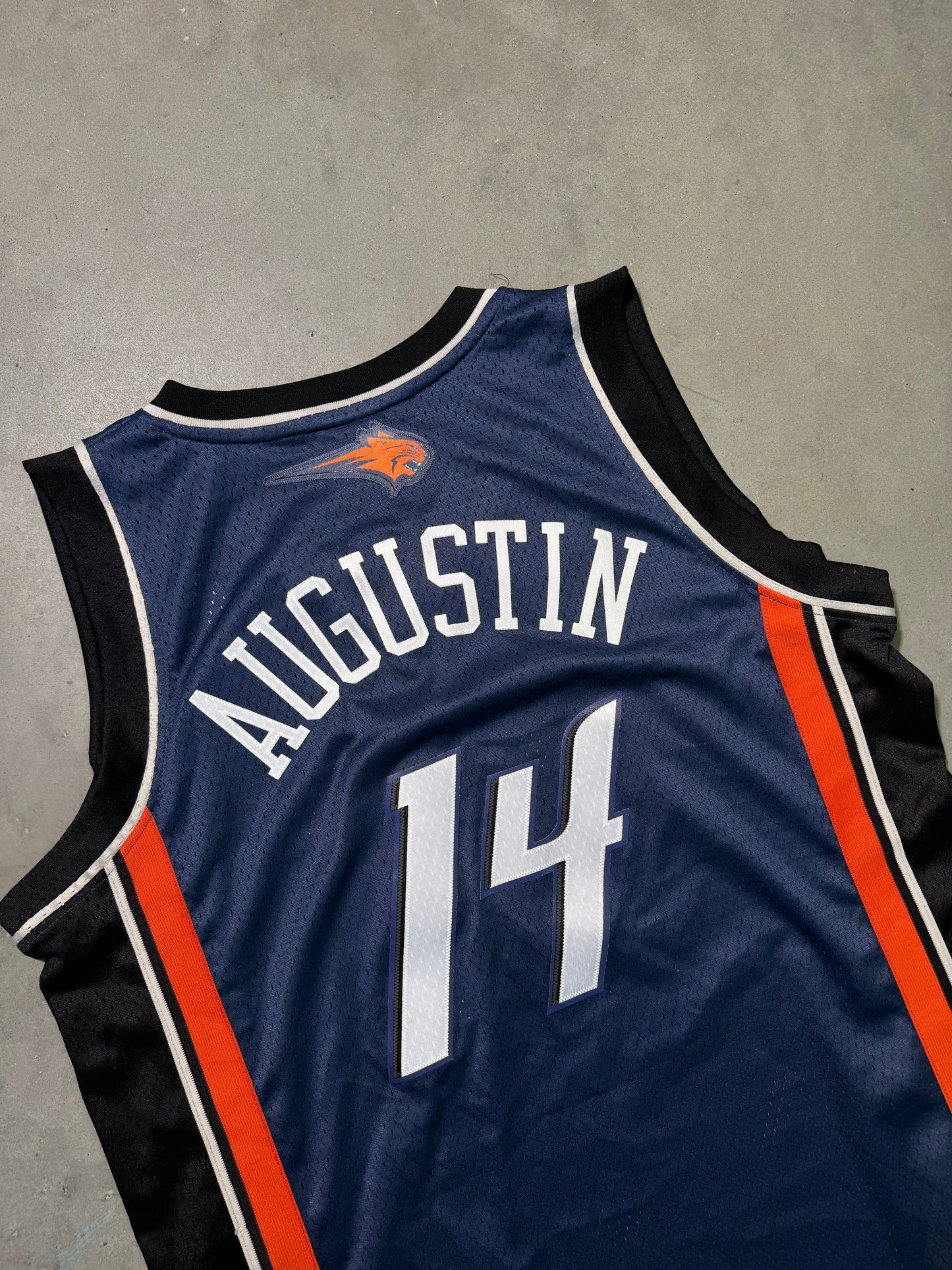 00’s Charlotte Bobcats D.J. Augustin Vintage Blue Reebok Stitched Adidas NBA Swingman Jersey (XL)