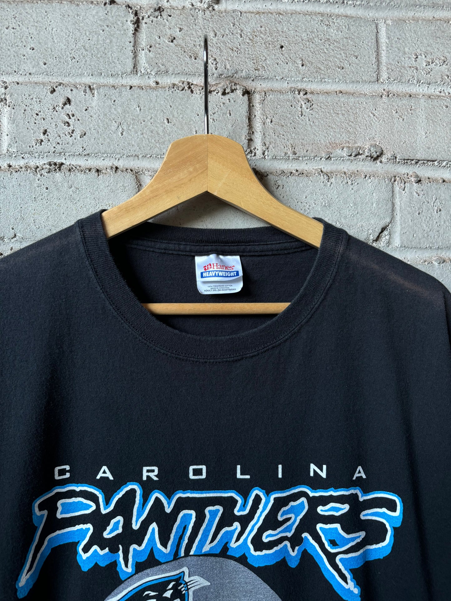2006 Carolina Panthers Vintage Black Cat Scratch Font Schedule Tee (XXL)