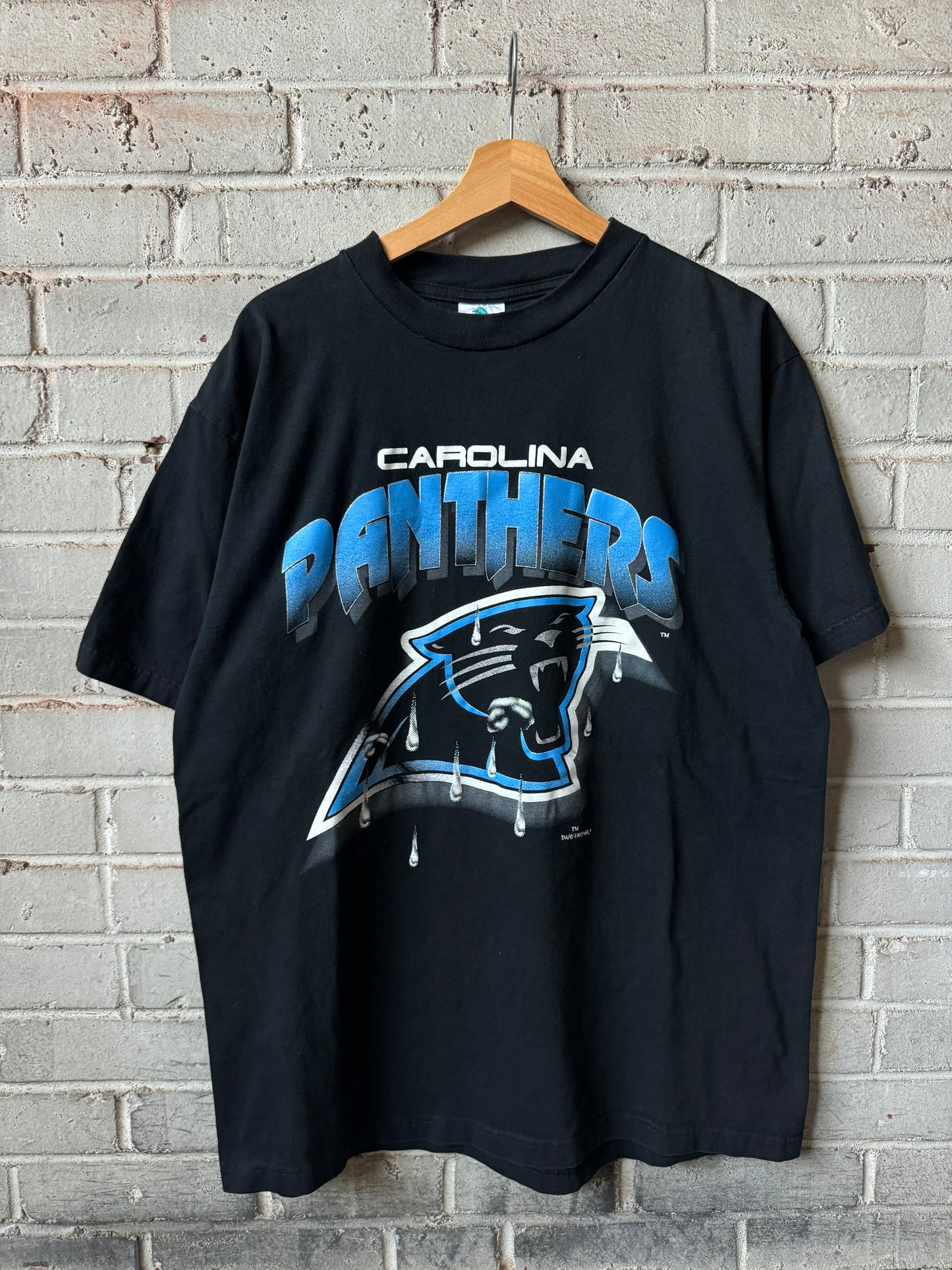 1995 Carolina Panthers Vintage Inaugural Season Rain Drops NFL Tee (XL)