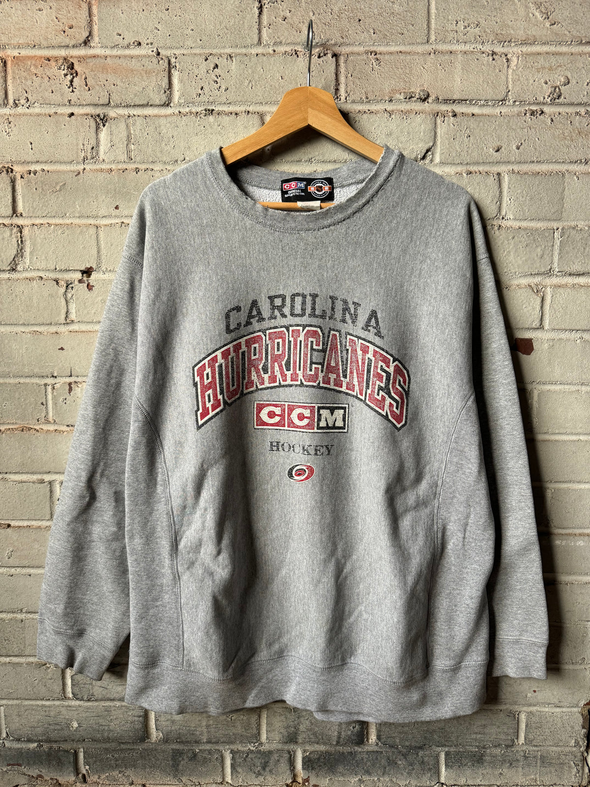 00’s Carolina Hurricanes Vintage Grey CCM Hockey Heavyweight NHL Crewneck (XL)