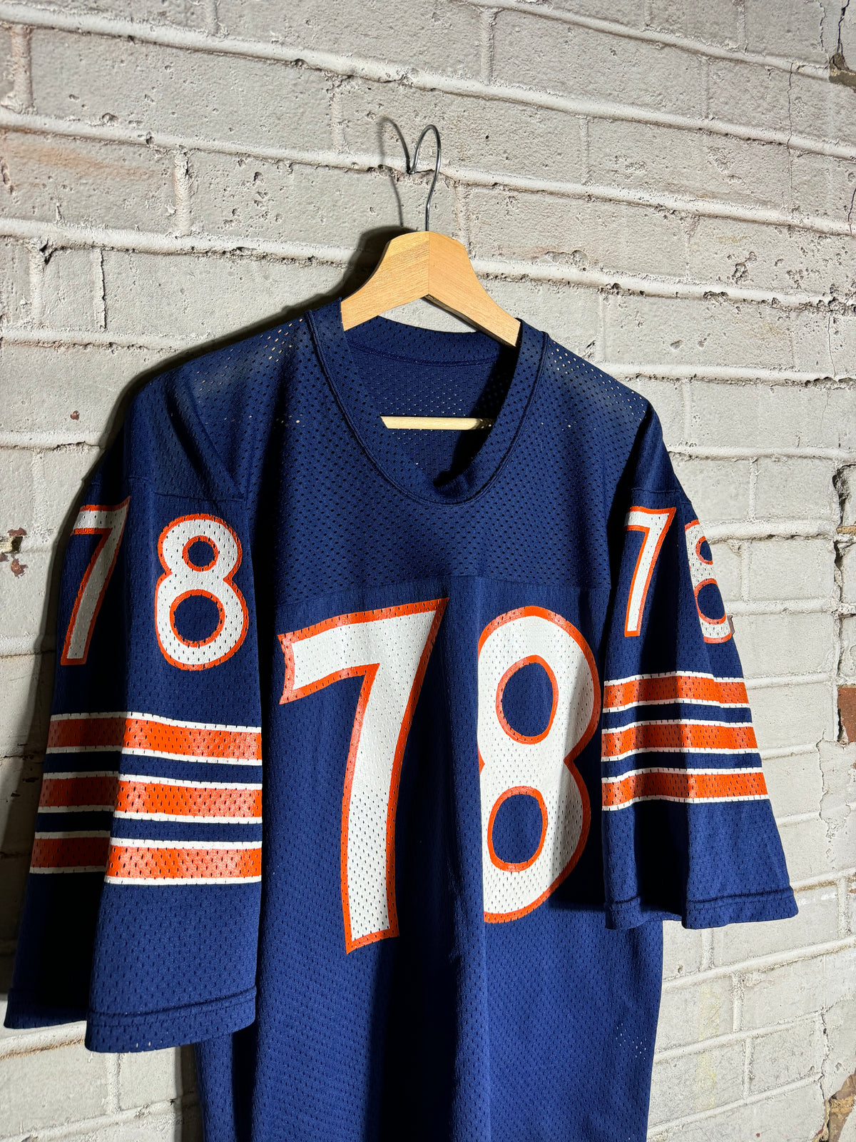 80’s Chicago Bears William “Refrigerator” Perry Vintage Navy Blue Sandknit Authentic NFL Jersey (Medium)