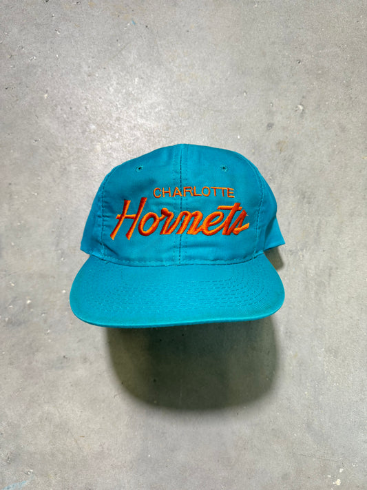 90’s Charlotte Hornets Vintage Teal Orange Single Line NBA Sports Specialties Script Hat (OSFA)