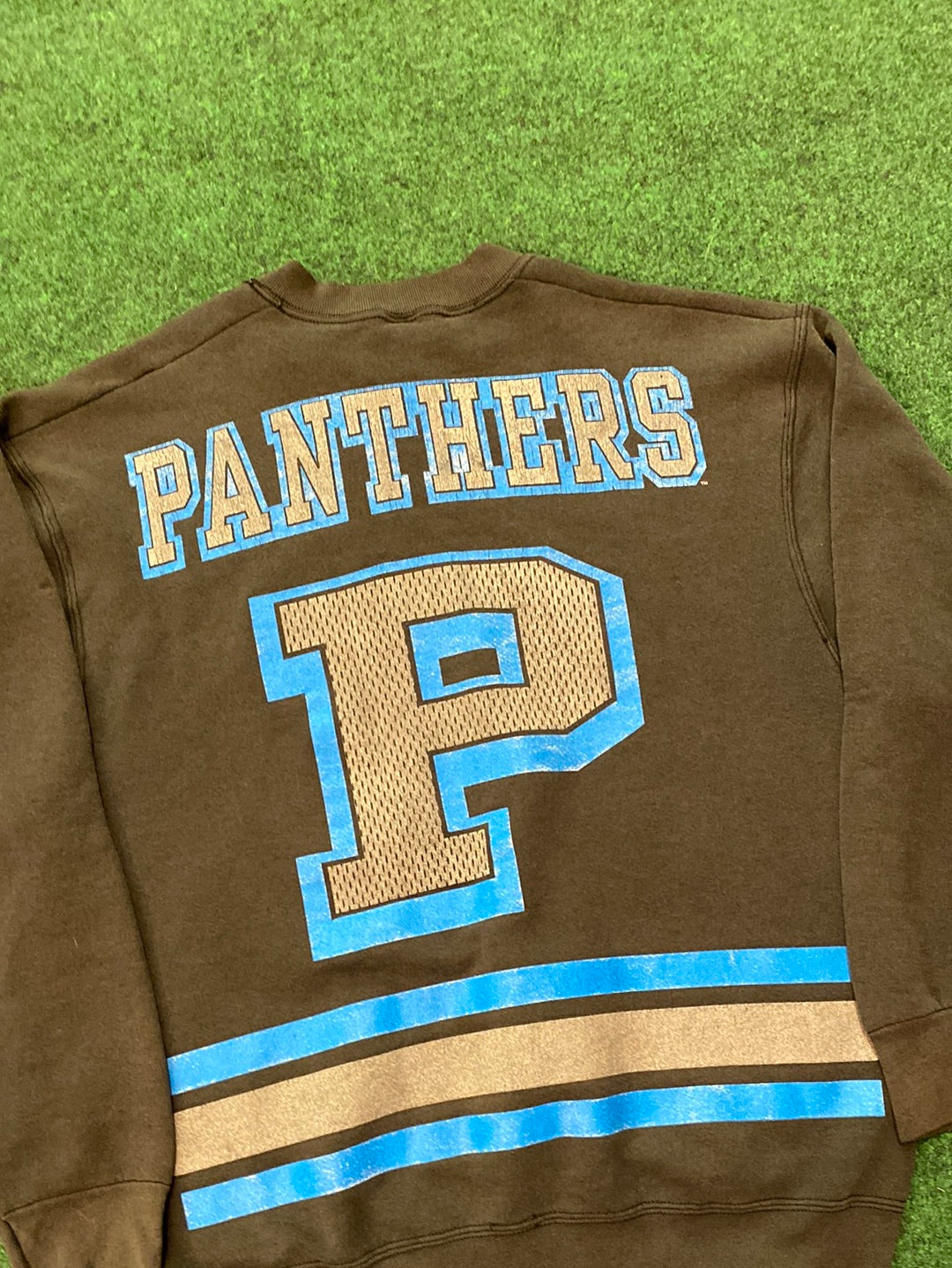 1995 Carolina Panthers Logo Faded NFL Vintage Crewneck Sweatshirt (Large)