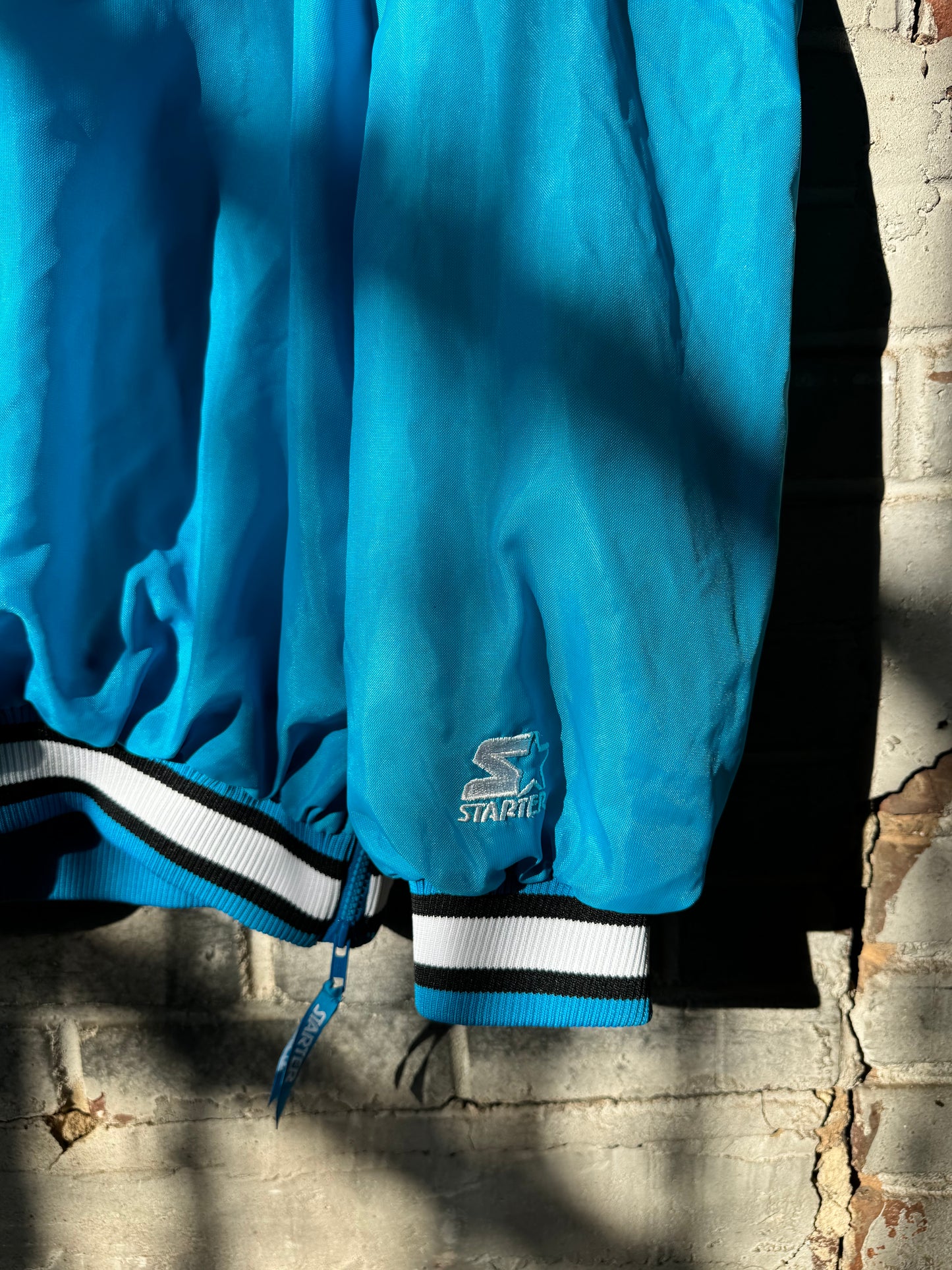 90’s Carolina Panthers Vintage Blue Starter Spellout V Neck NFL Pullover (XL)