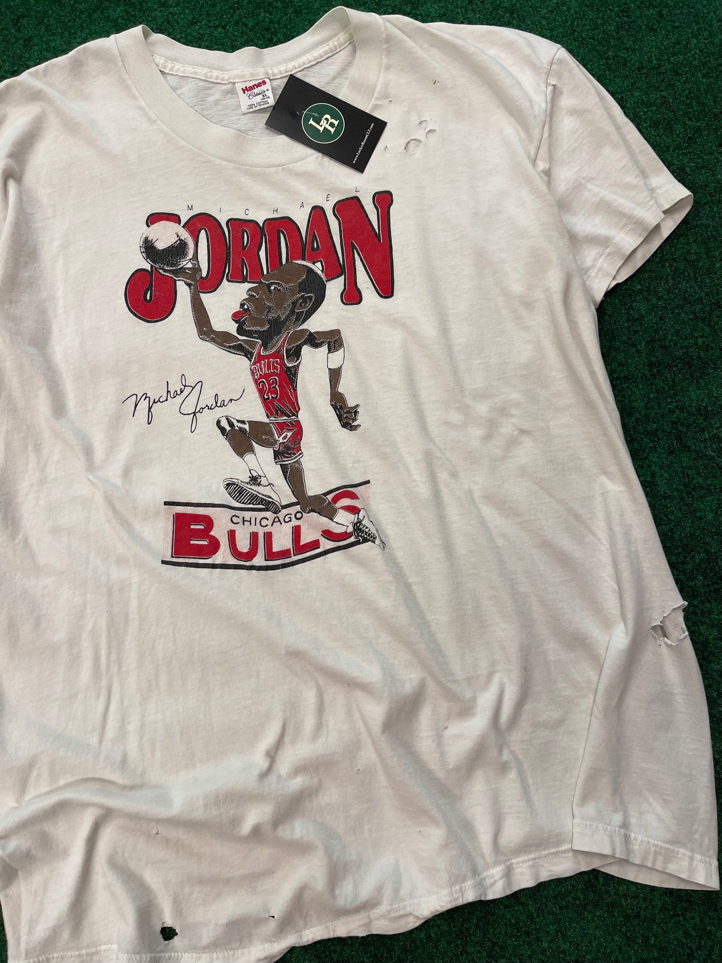 90’s Michael Jordan Chicago Bulls Vintage NBA Caricature Tee (Large)