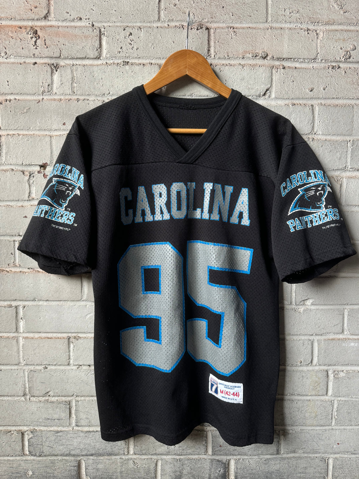 1995 Carolina Panthers Vintage Black Logo 7 Inaugural Season Mesh NFL Practice Jersey (Medium)