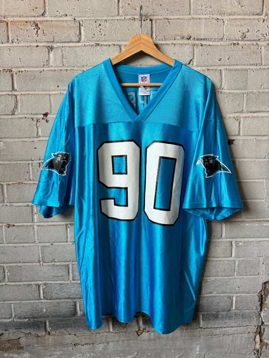 00’s Carolina Panthers Julius Peppers Vintage Blue NFL Jersey (XL)