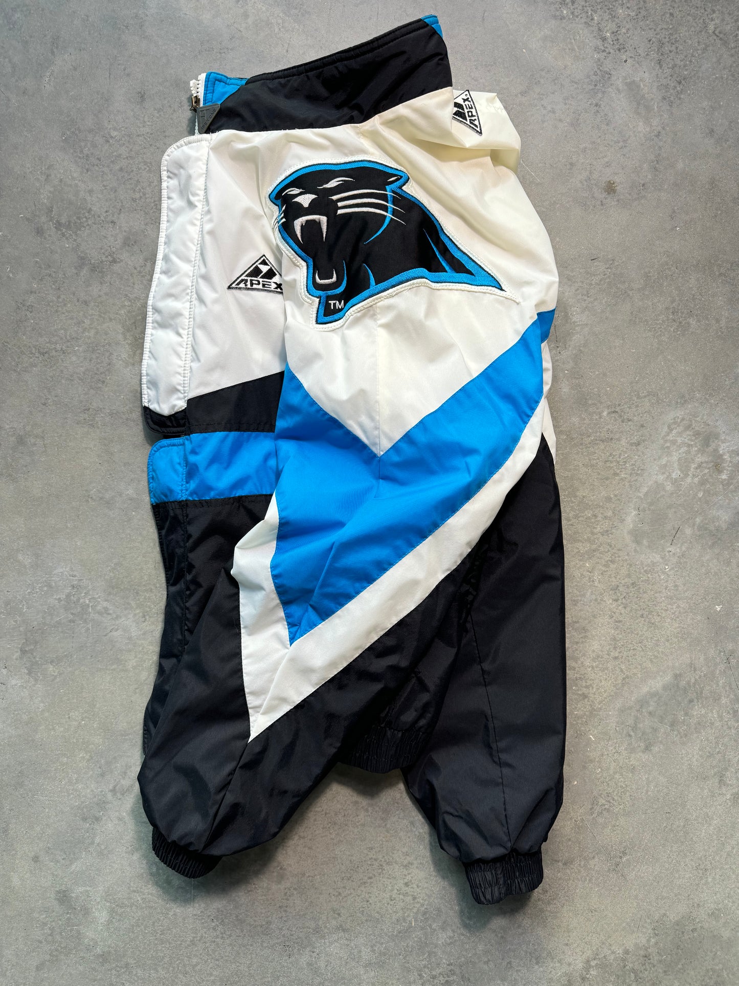 90’s Carolina Panthers Vintage Apex One Big Logo Embroidered NFL Windbreaker Jacket (XL)
