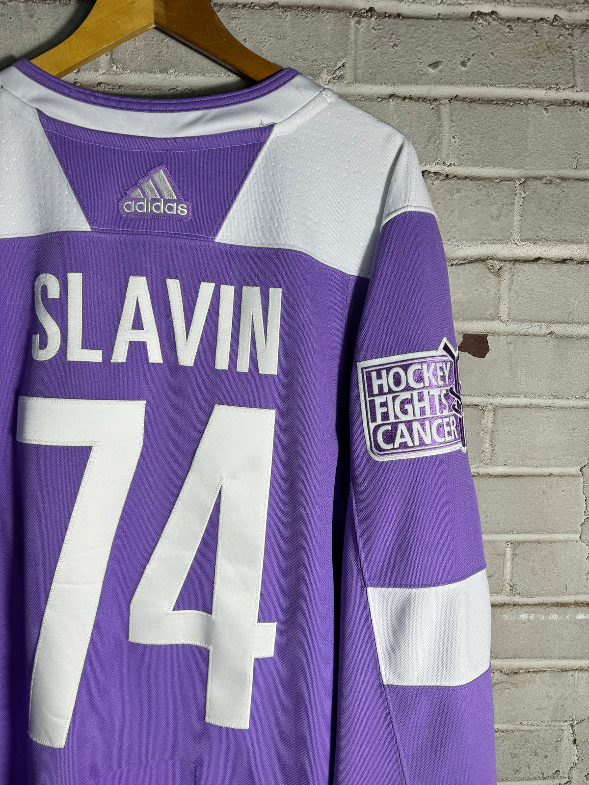 2017 Carolina Hurricanes Jaccob Slavin Hockey Fights Cancer Adidas Climalite NHL Jersey (54/XL)