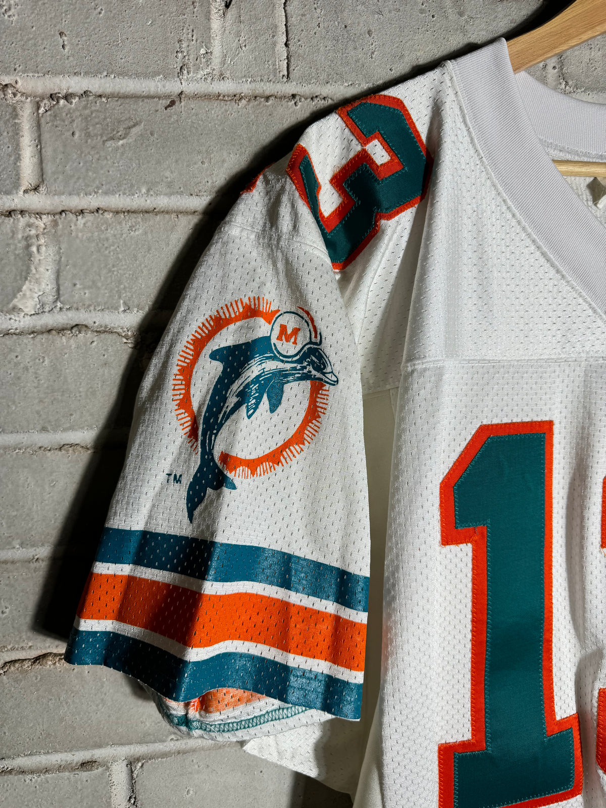 90’s Miami Dolphins Dan Marino Vintage White Wilson Fully Embroidered On Field Authentic NFL Jersey (44/Large)