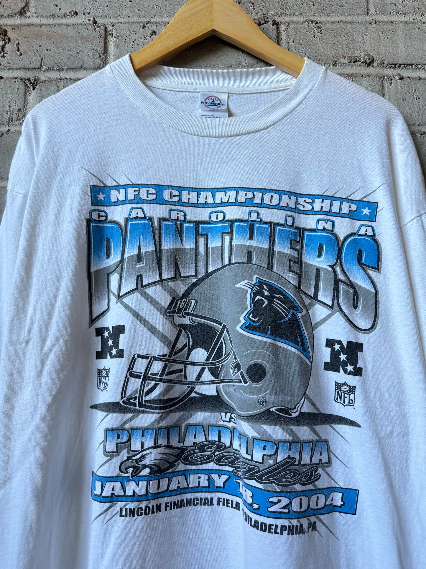 2004 Carolina Panthers vs. Philadelphia Eagles Vintage White NFC Championship NFL Longsleeve Tee (XL)