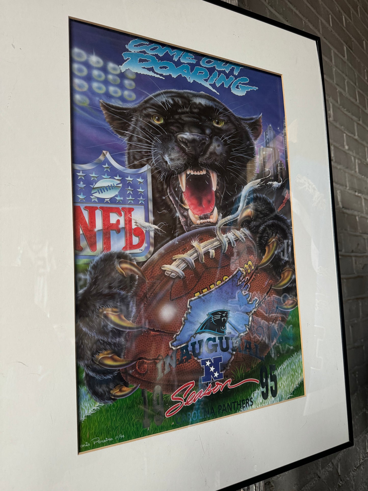 1995 Carolina Panthers Inaugural Season “Come Out Roaring” Framed NFL Print by Denis Pereira