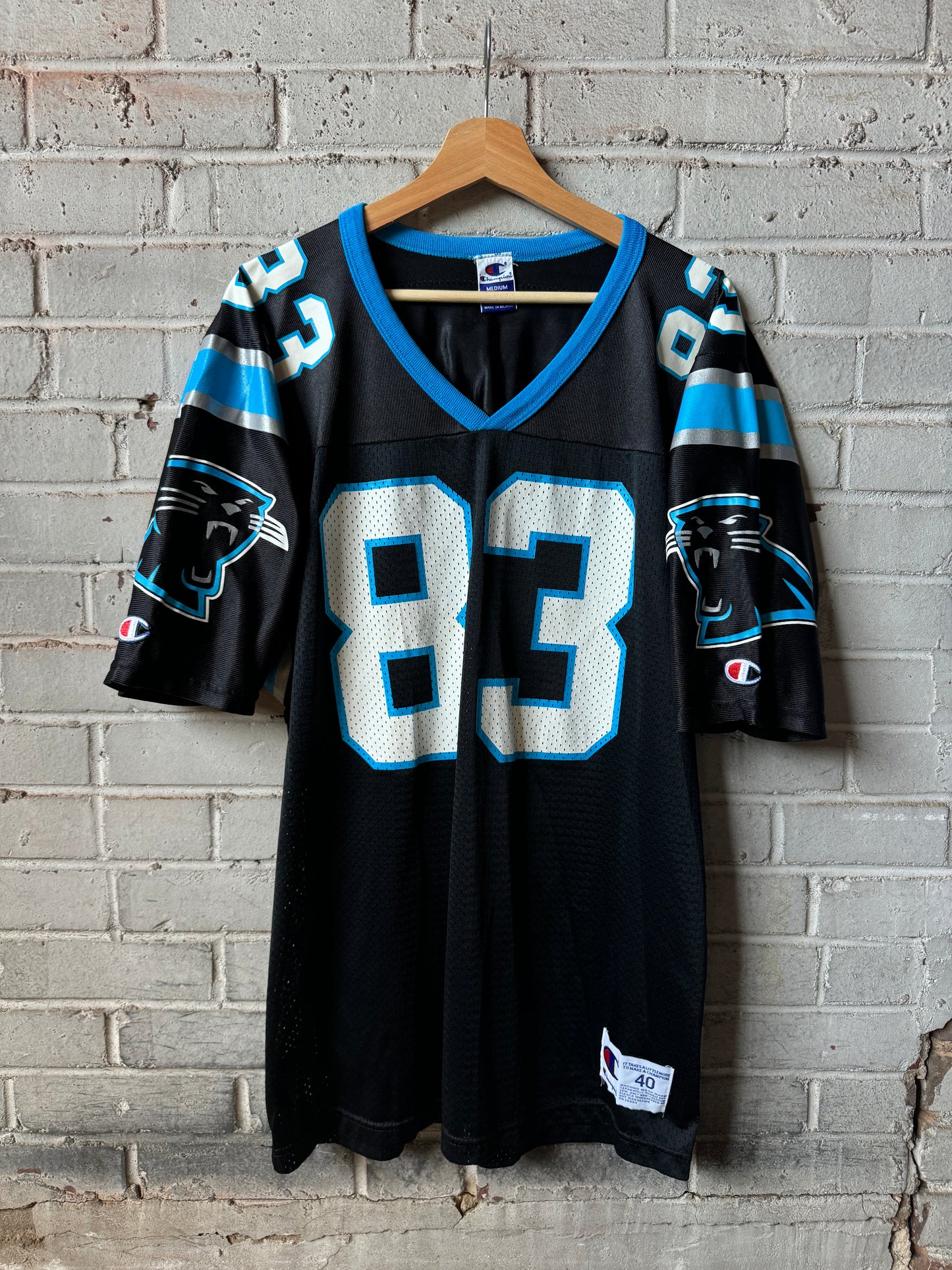 2001 Carolina Panthers Patrick Jeffers Vintage Black Champion NFL Jersey (40/Medium)