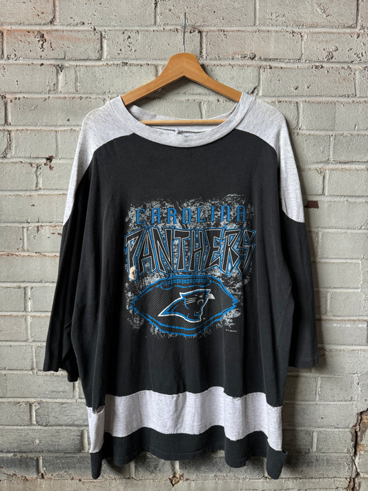 1995 Carolina Panthers Vintage 3/4 Sleeve Inaugural Season NFL Tee (XL)