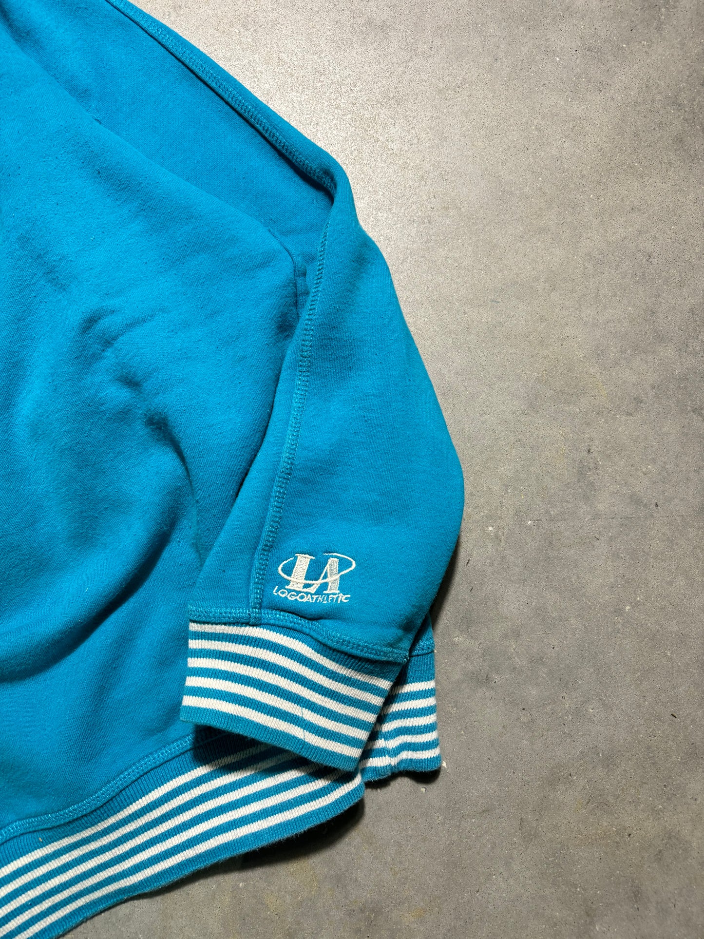 90’s Charlotte Hornets Vintage Teal Logo Athletic Embroidered Heavyweight NBA Crewneck (Large)