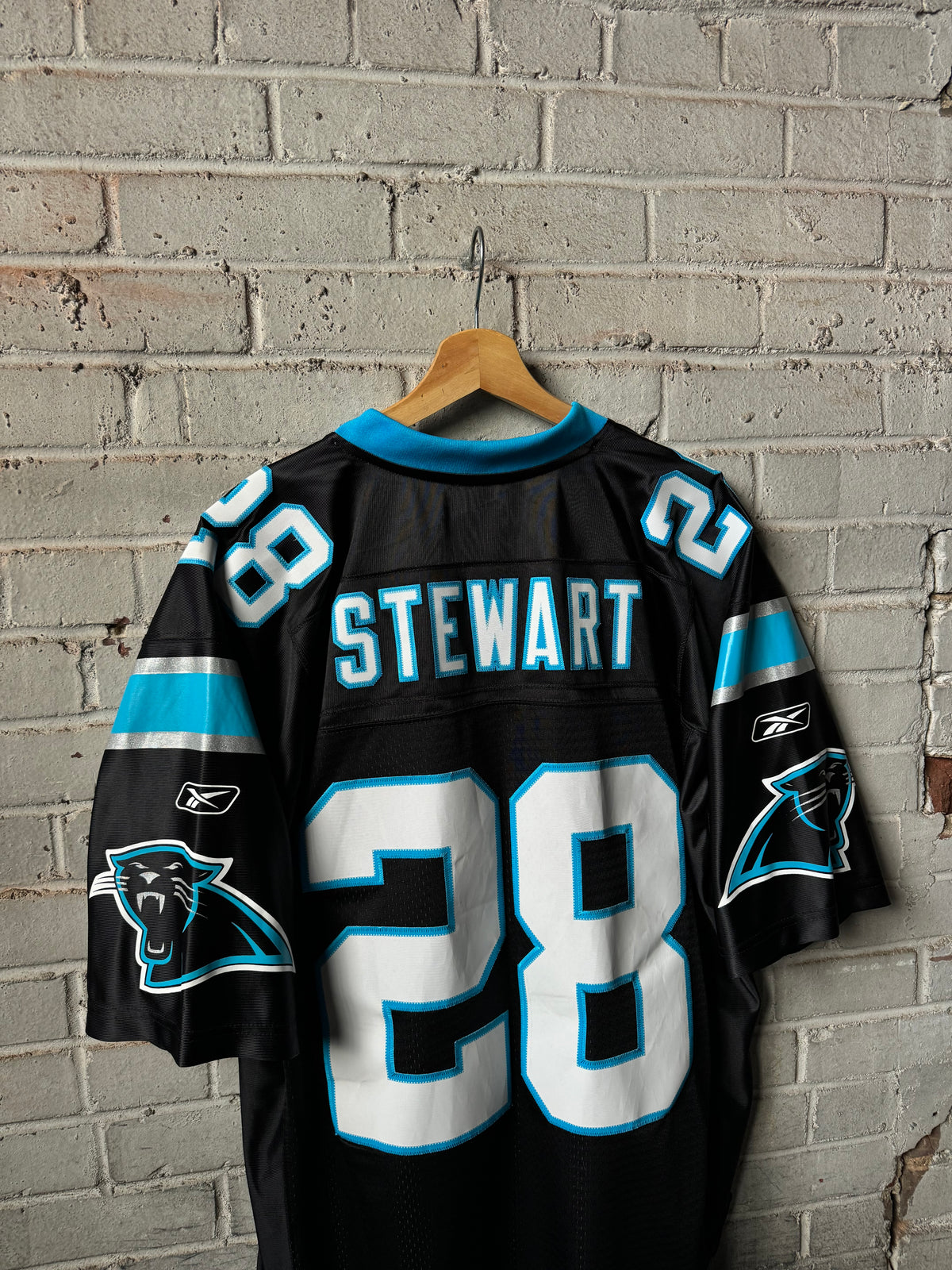 00’s Carolina Panthers Jonathan Stewart Vintage Black Reebok Stitched Swingman NFL Jersey (Large)